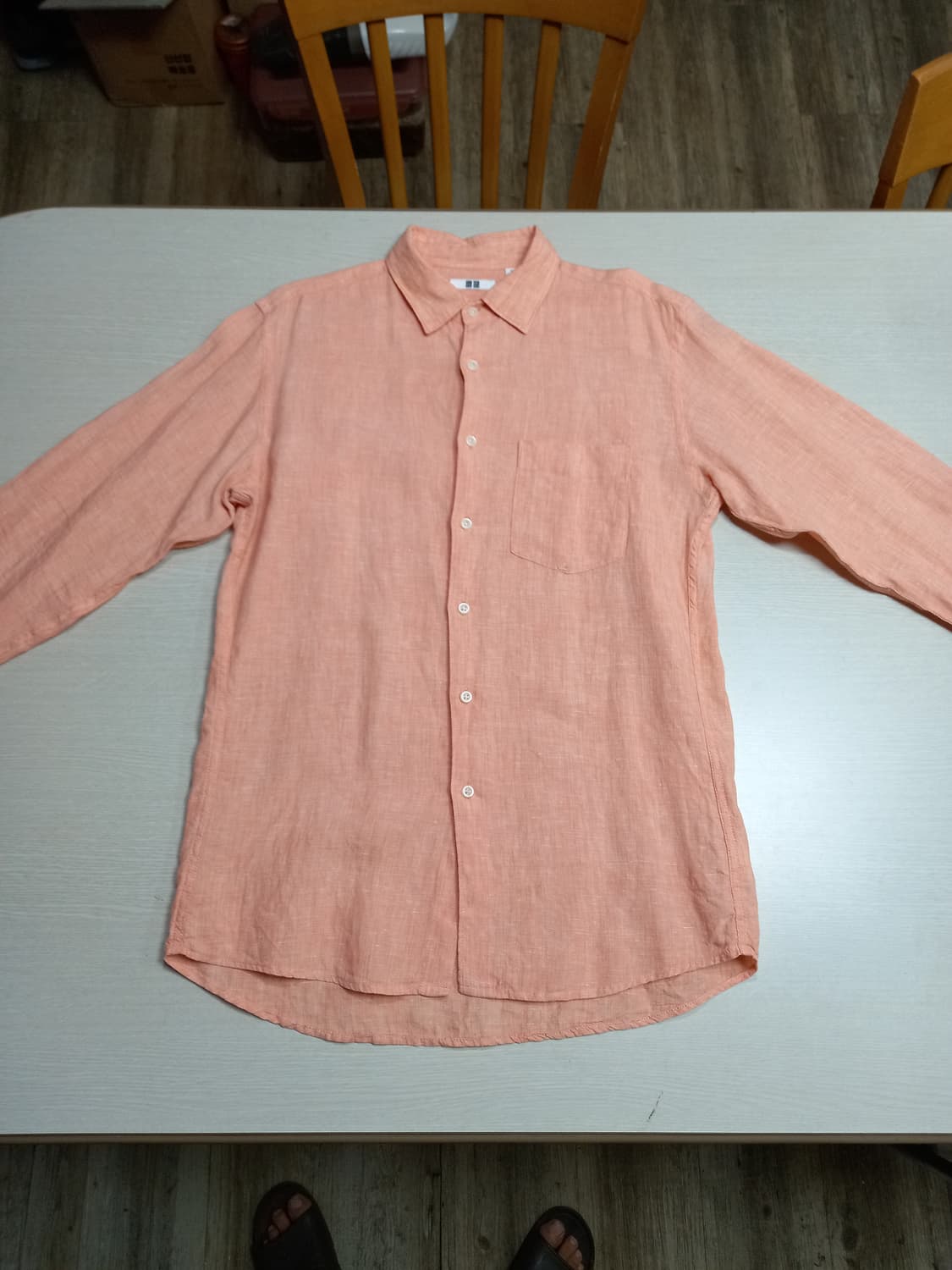 M95 유니끌로 린넨100% 긴팔셔츠 감색 M-20 상품이미지1