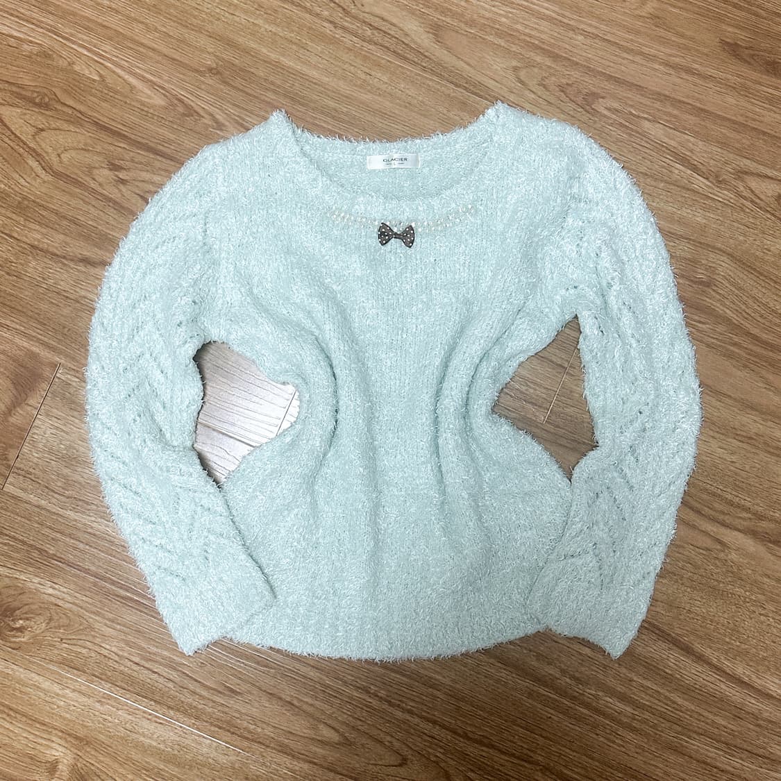 빈티지 초코 민트 리본 니트 히메갸루 로걀 라떼 헤이세이 히메카지 고딕 상품이미지1