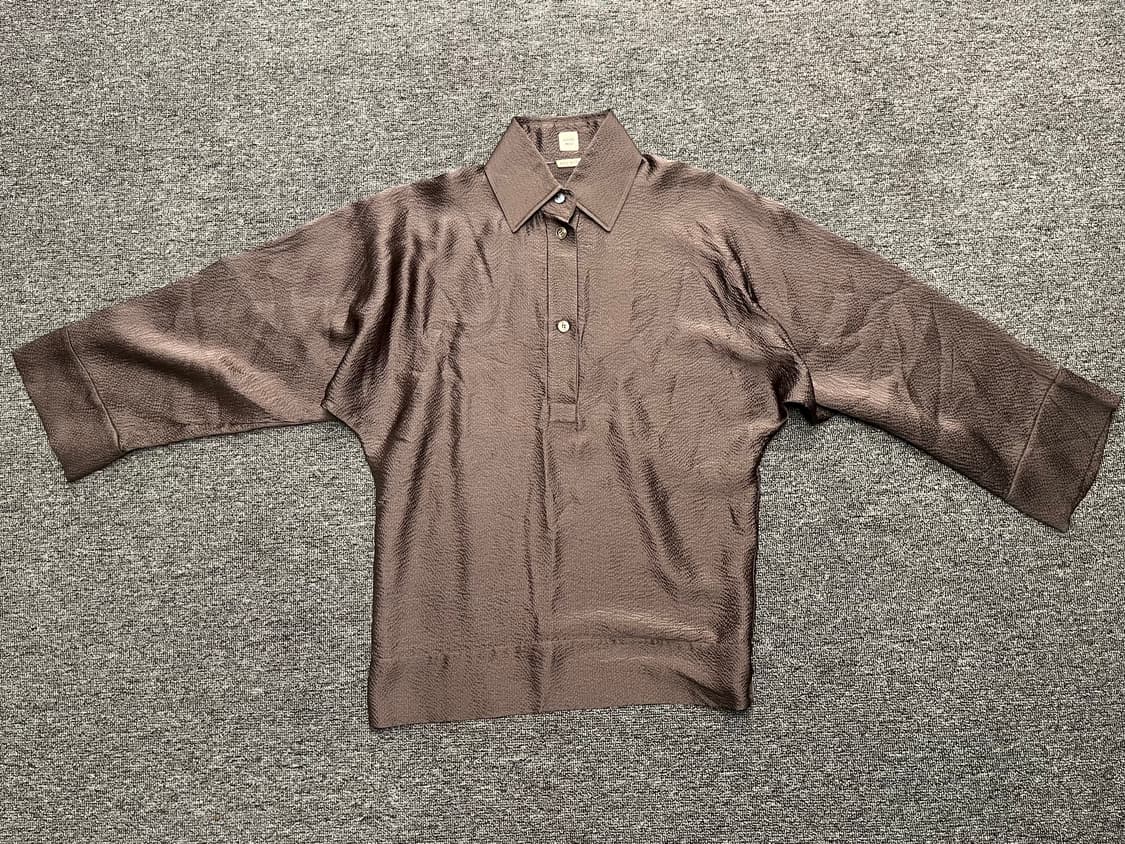 [55] 에르메스 브라운 실크 셔츠 34 상품이미지1