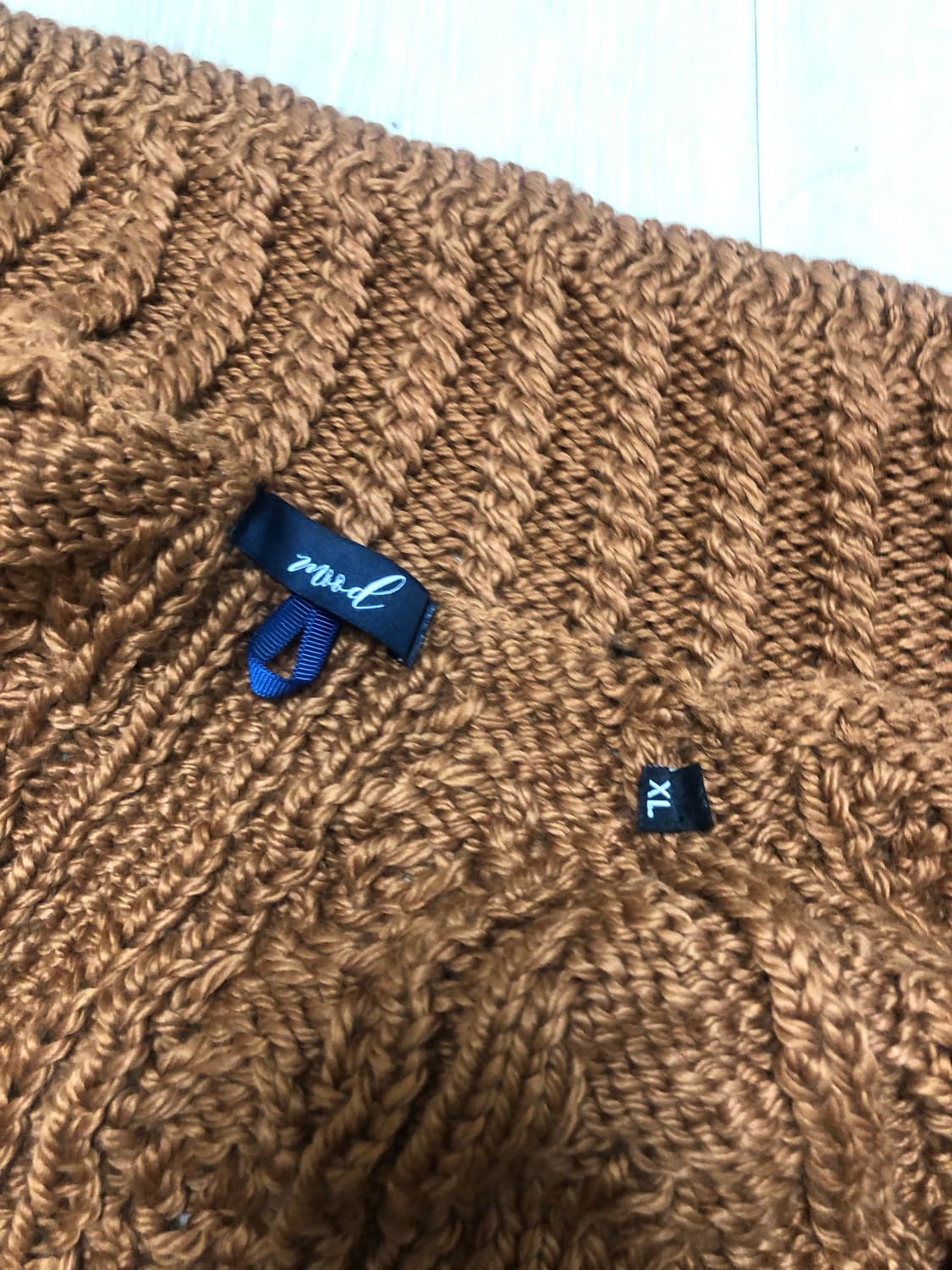 오렌지색상 니트집업 새 상품 XL 105 상품이미지3