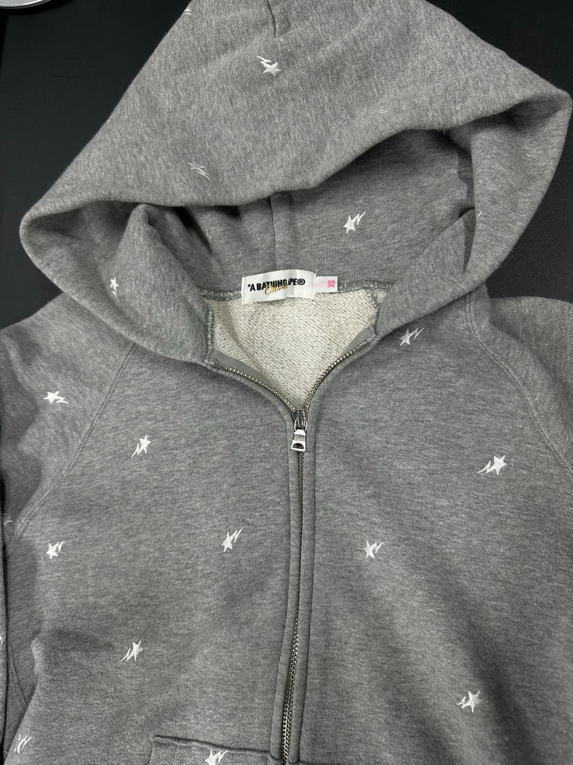 베이프 OG 스타 패턴 풀집업 후드 그레이 상품이미지5