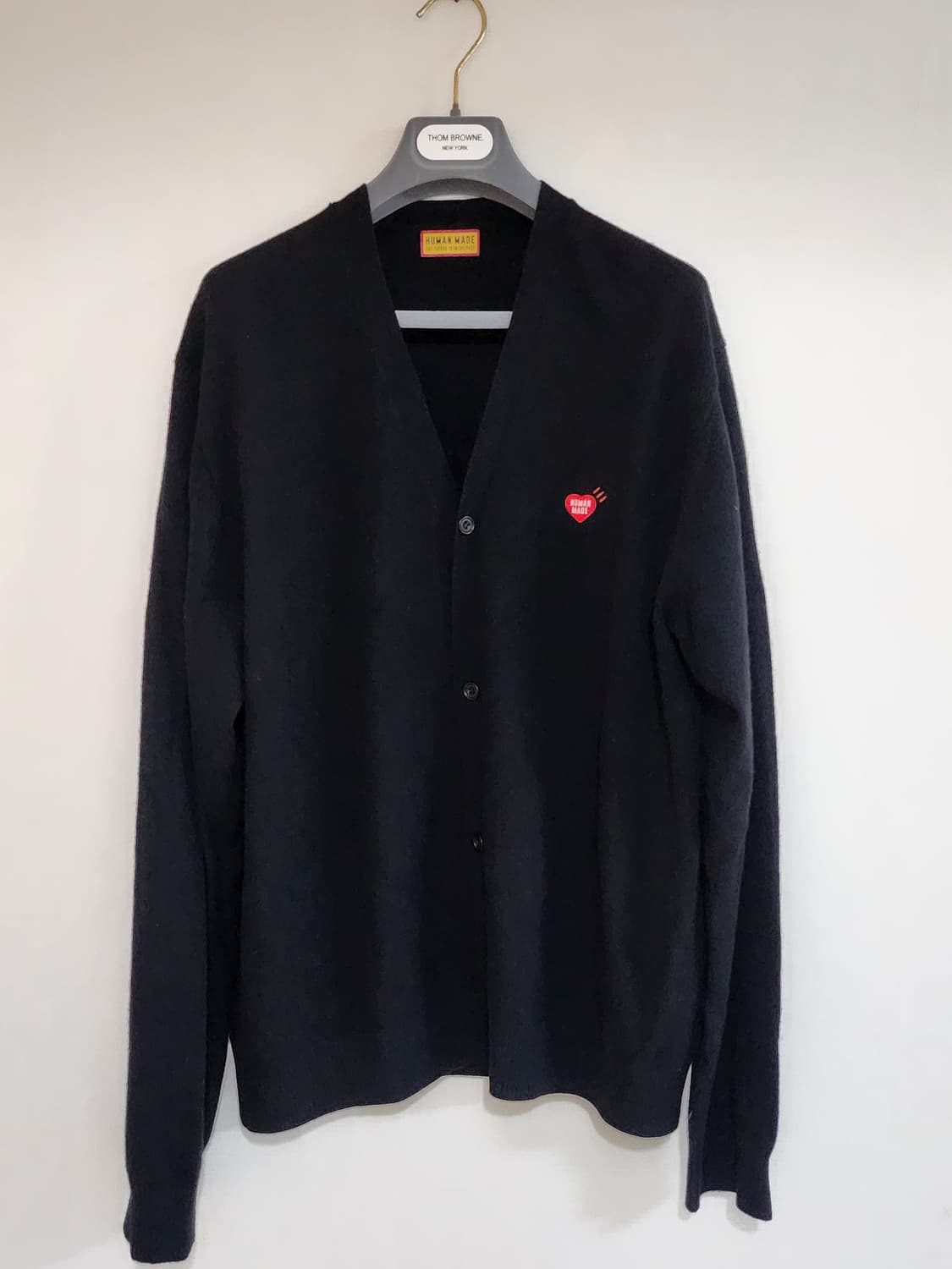 휴먼메이드 하트 뱃지 울 니트 카디건 블랙 상품이미지1