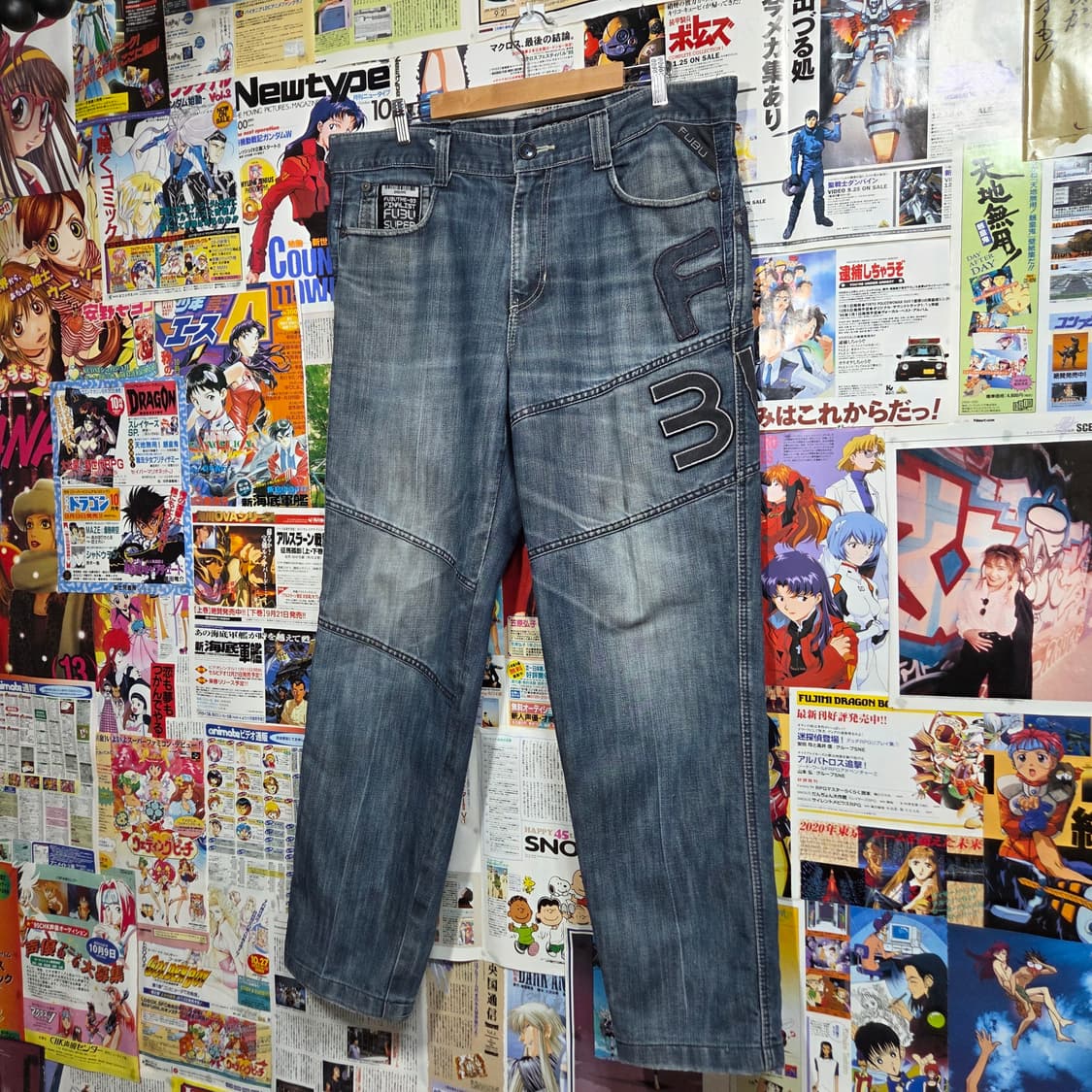 후부 올드스쿨 자수패치 중청 데님 팬츠 상품이미지2