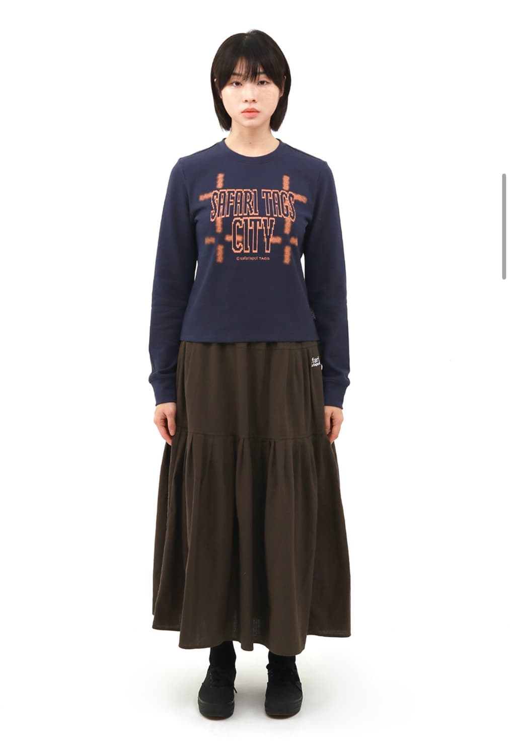 사파리스팟 베이직 사파리 러플 맥시 스커트 브라운 상품이미지3