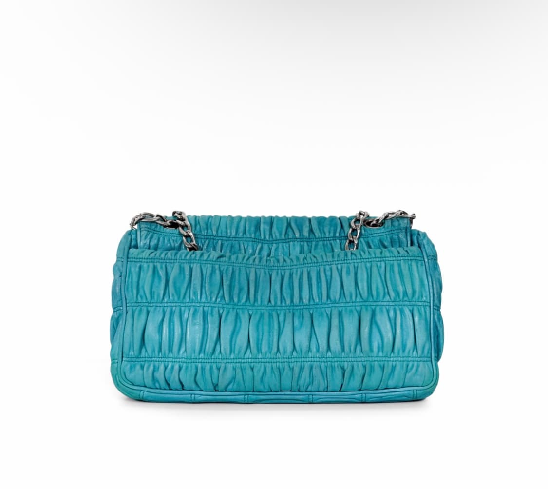 [OS] 프라다 고프레 나파 레더 체인 플랩 숄더백 크로스백 은장 블루 상품이미지3