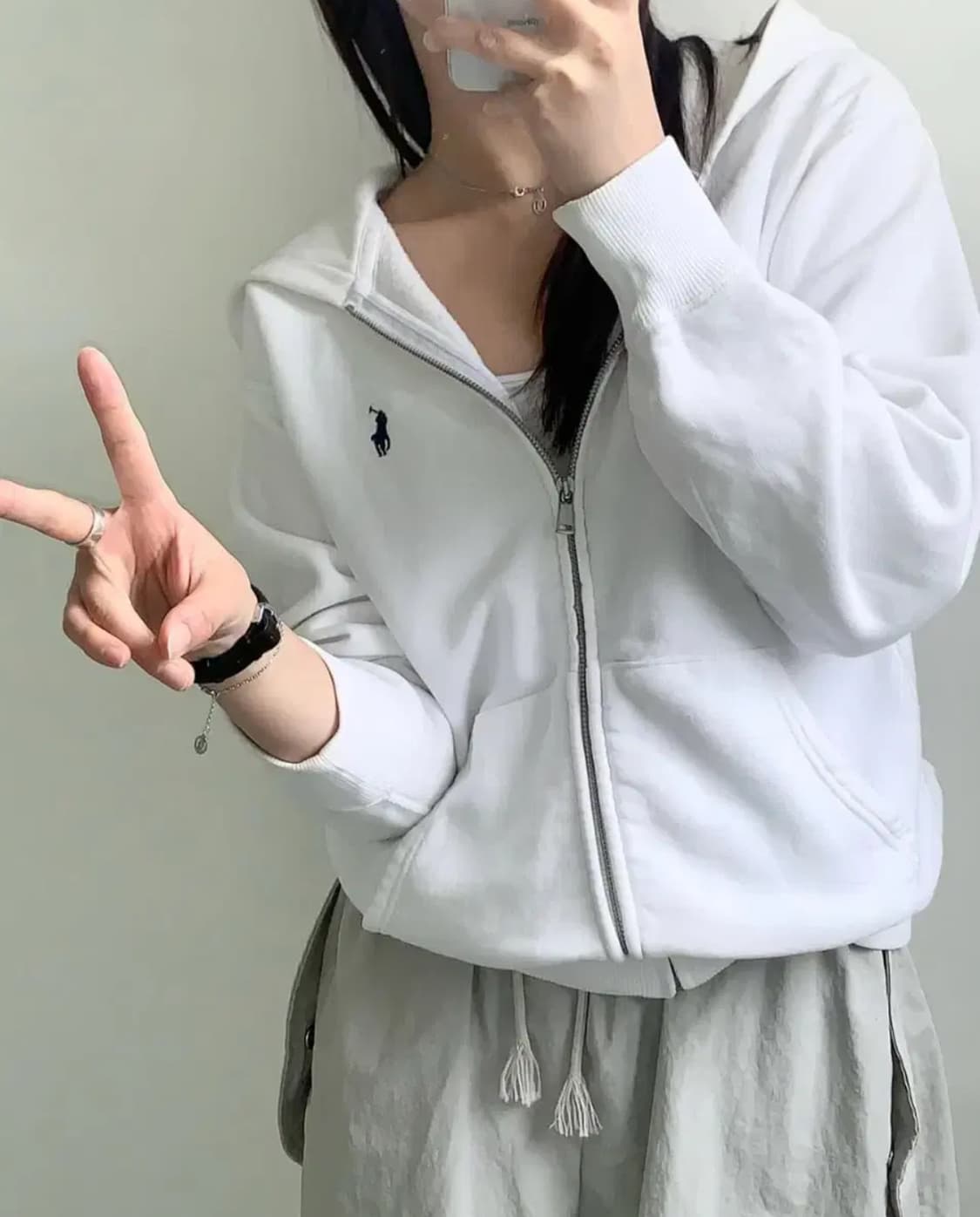 폴로 화이트 후드집업s 상품이미지1