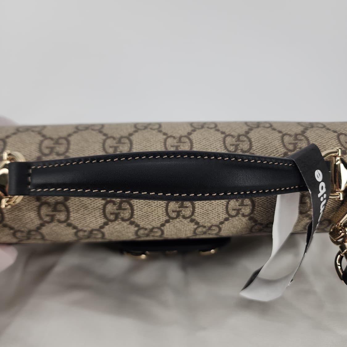 전시품급 구찌 홀스빗 1955 스몰 탑 핸들백 베이지 블랙 상품이미지4