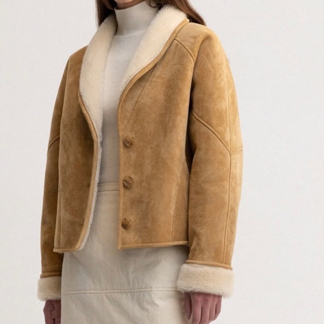 르 베이지 시어링 무스탕 상품이미지2