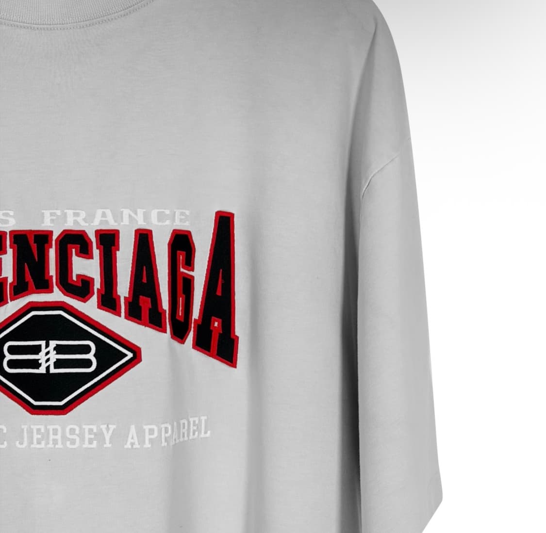 [L] 발렌시아가 남성 어센틱 자수 로고 오버사이즈 반팔 티셔츠 화이트 상품이미지5