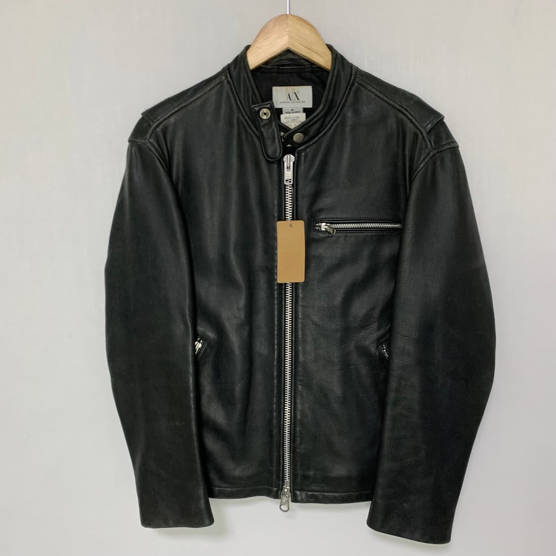 아르마니 익스체인지 빈티지 블랙 리얼 레더 소가죽 자켓 M 상품이미지2