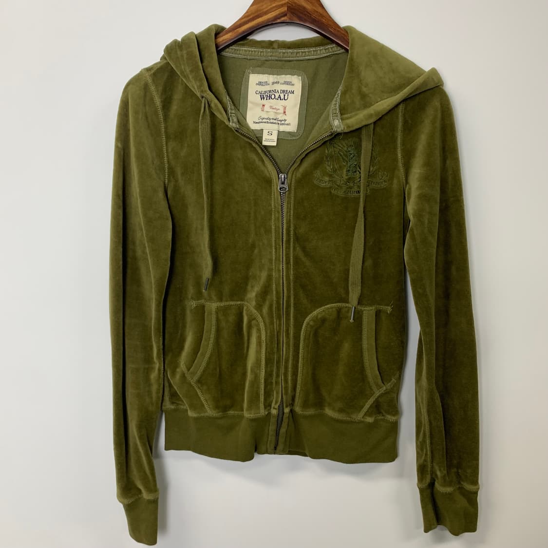 후아유 벨루어 카키 후드집업 상품이미지2