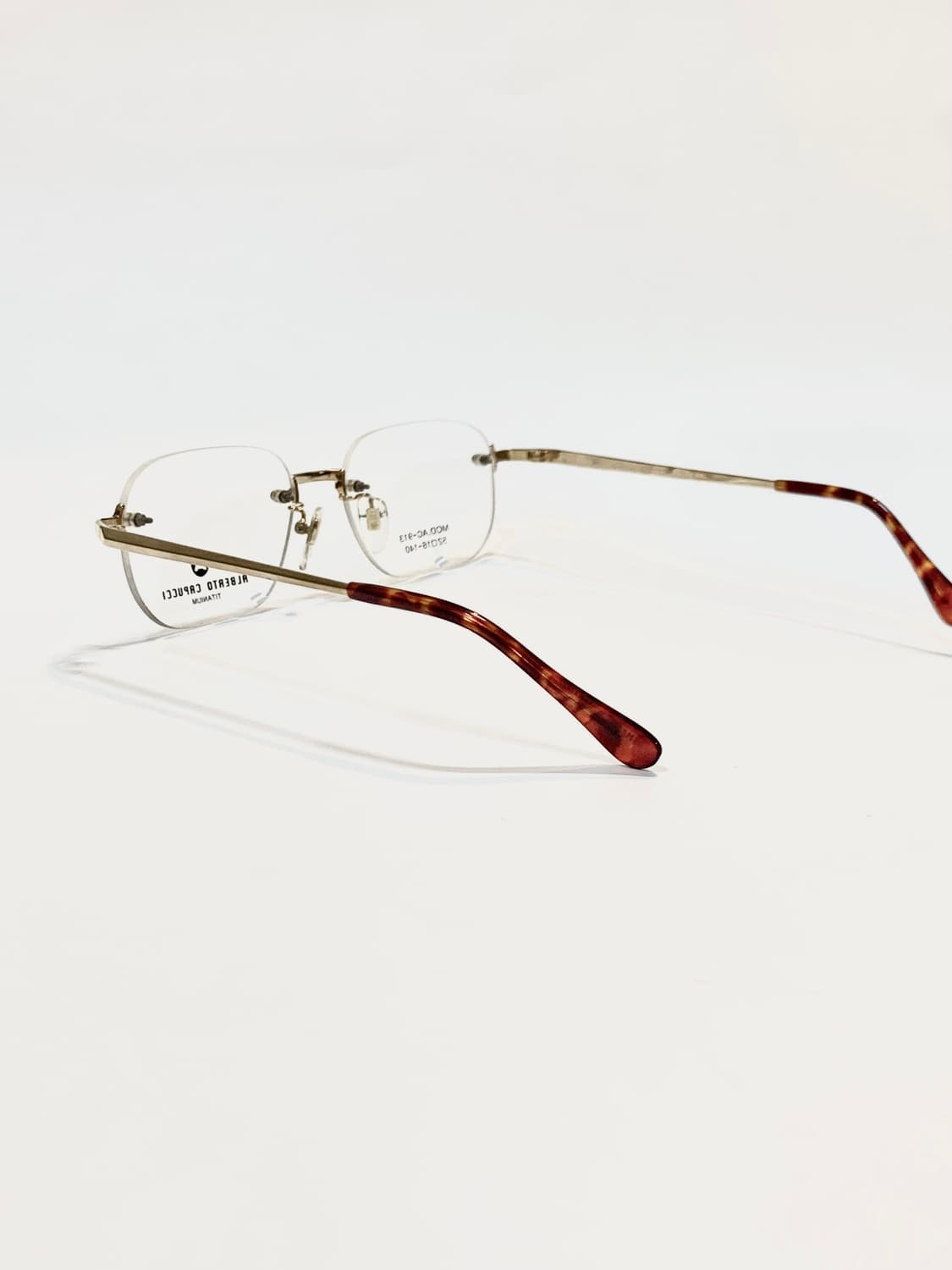 [픽키-676] 무테 사각 골드 메탈 안경 호피 템플팁 가벼운 티타늄 상품이미지4