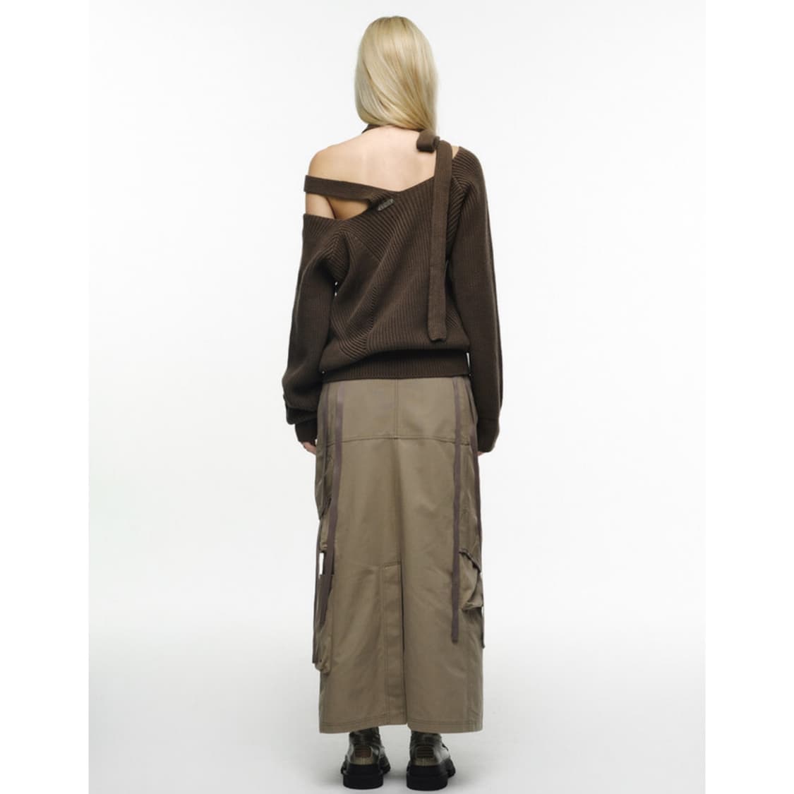 나체 스트랩 카고 맥시 롱스커트 베이지 상품이미지4