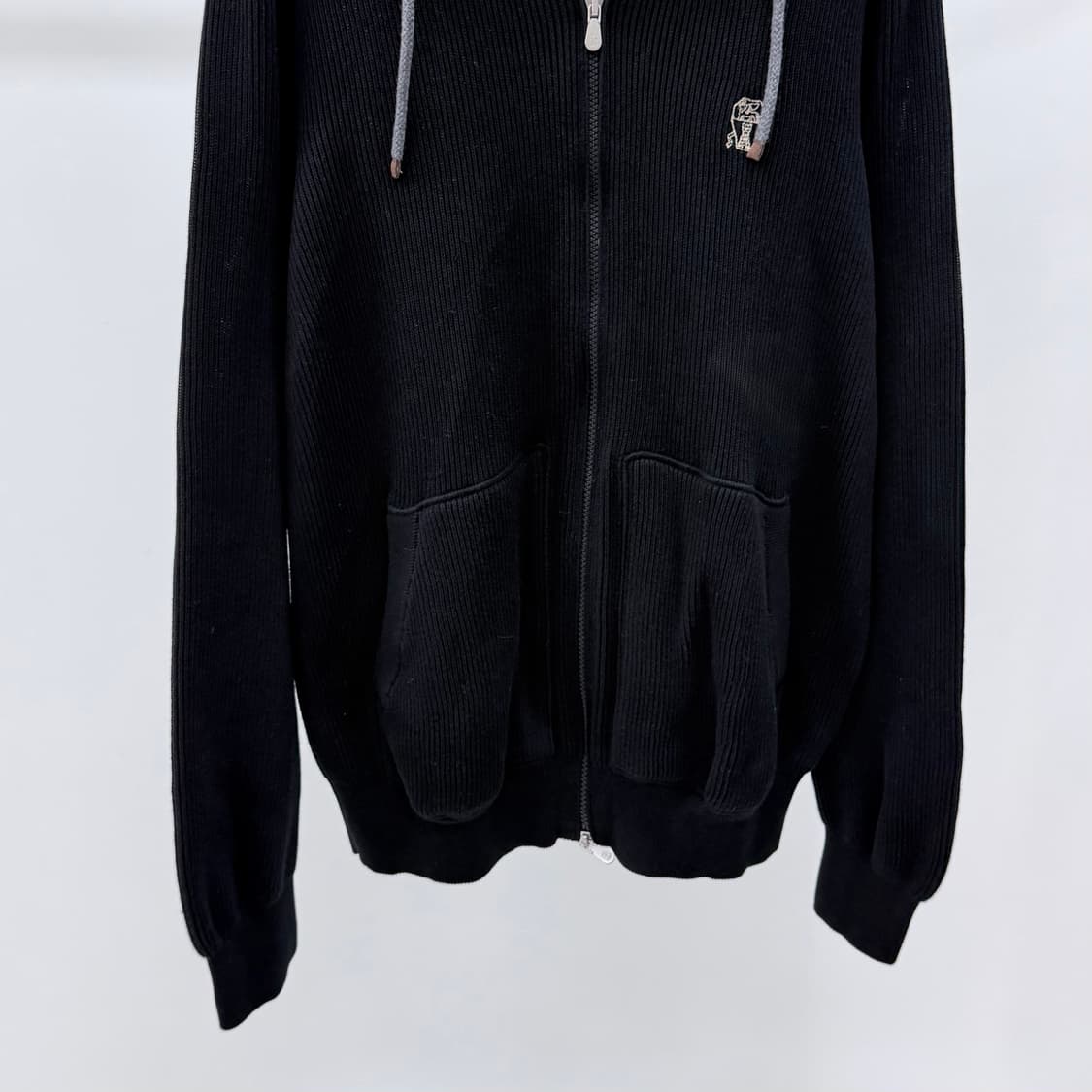 [S급/3XL] 브루넬로 쿠치넬리 니트 후드집업 블랙 상품이미지4