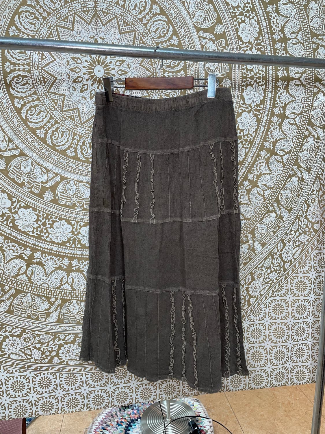 빈티지 여성 레이스 디테일 밴딩 린넨 스커트  상품이미지3