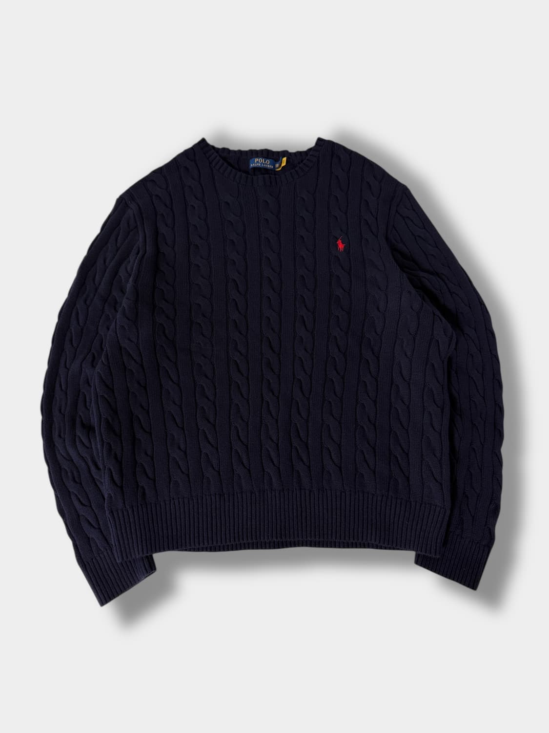 폴로 랄프로렌 신형 QR라벨 딥네이비 코튼 케이블 니트 상품이미지1