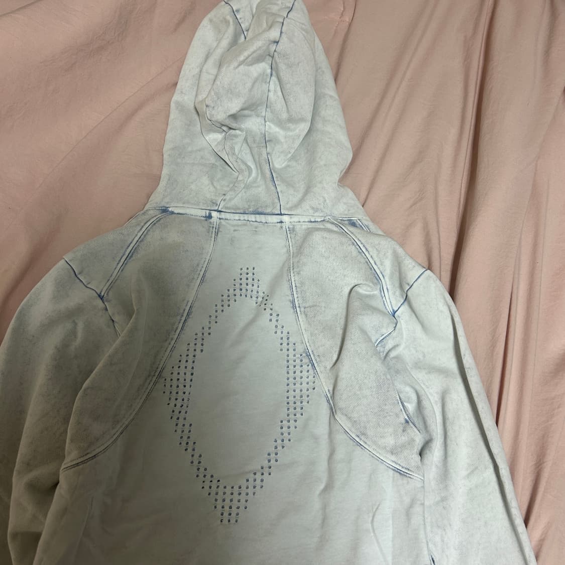 미스치프 롬버스 펀칭 후드집업 블리치드 라이트 블루 M 상품이미지6