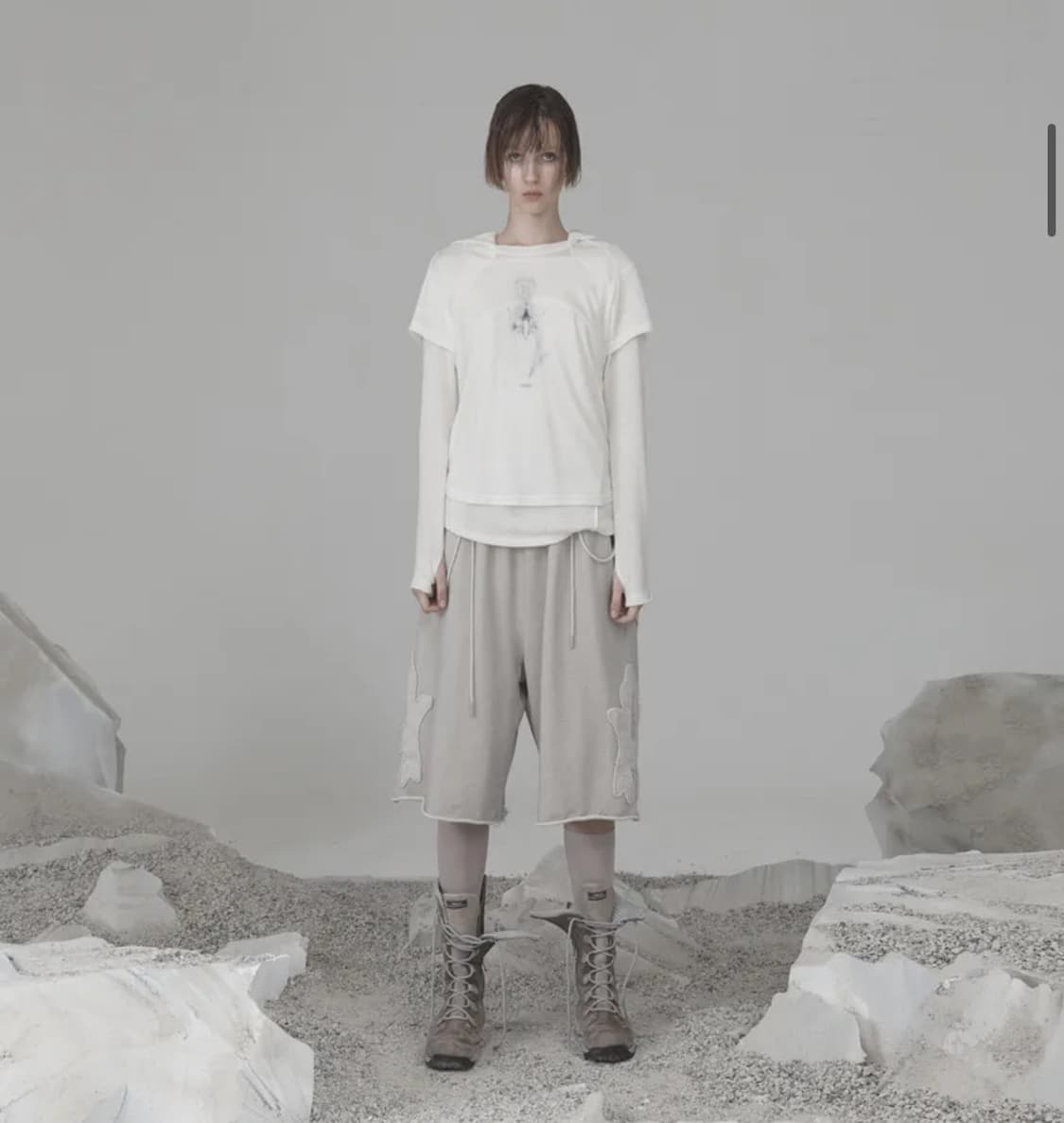 오호스 Sheer Knit Half Top / Ivory 상품이미지3