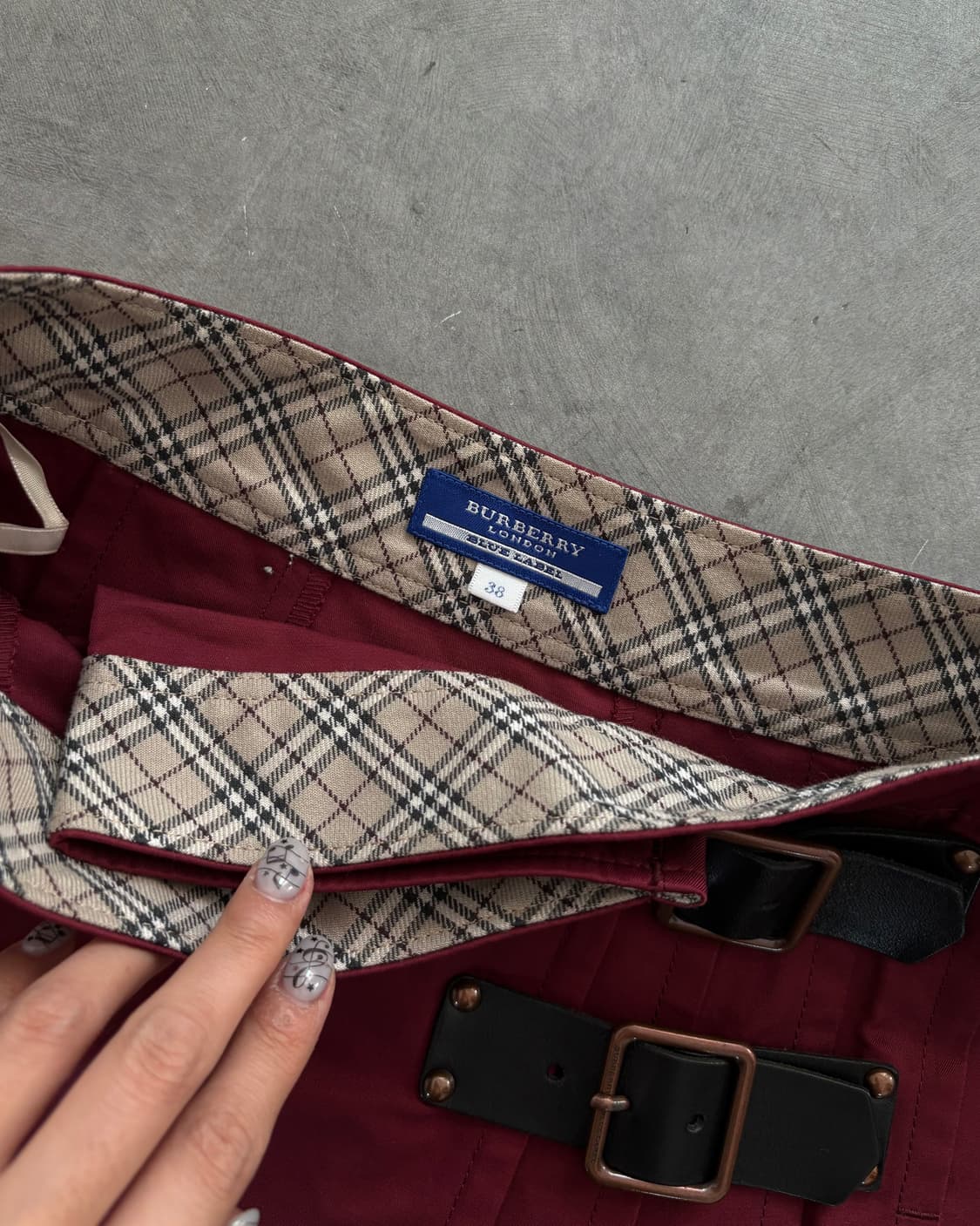 Burberry 버버리 블루라벨 버클 레드 플리츠 스커트 상품이미지3