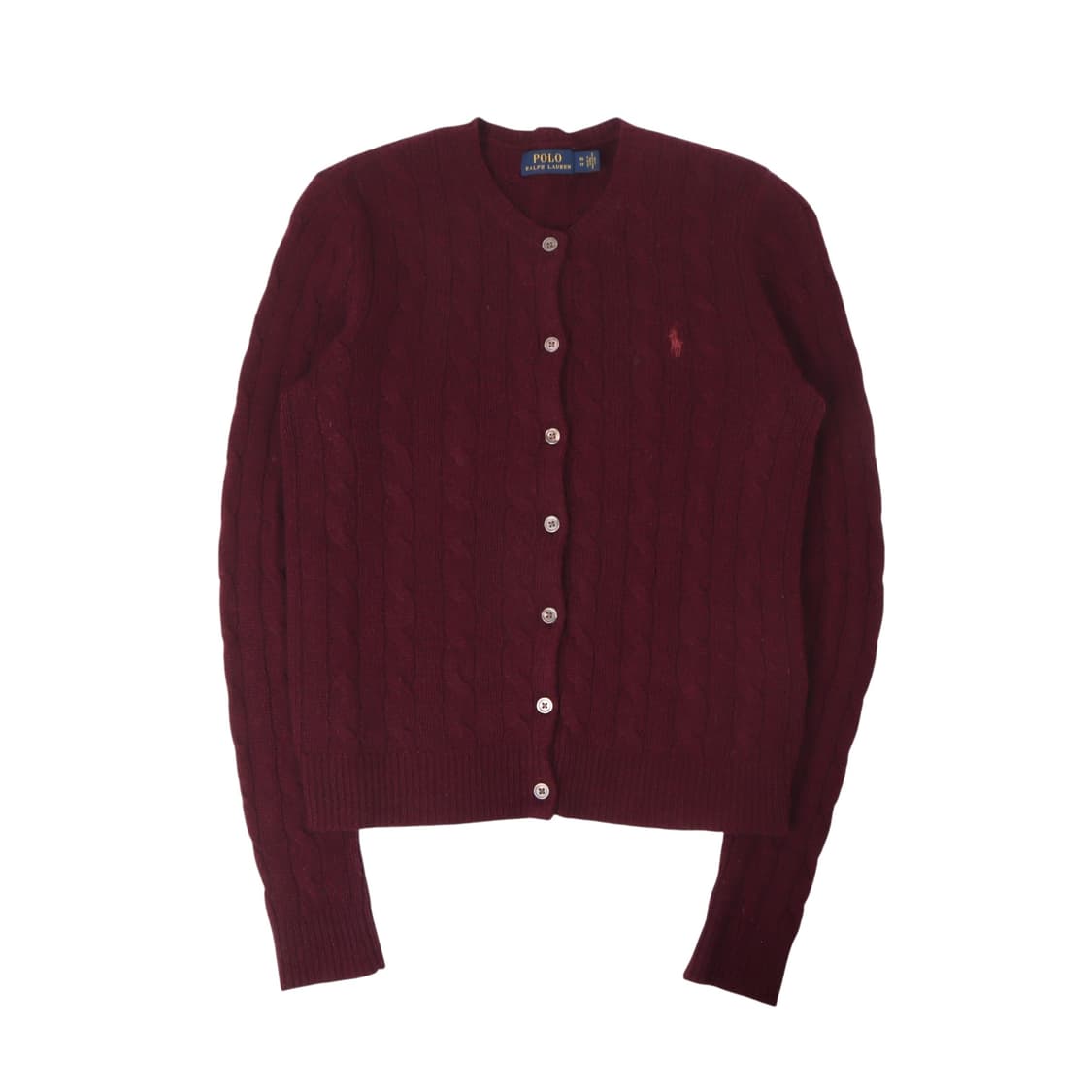 폴로 랄프로렌 딥 버건디 울 캐시미어 케이블니트 가디건 상품이미지1