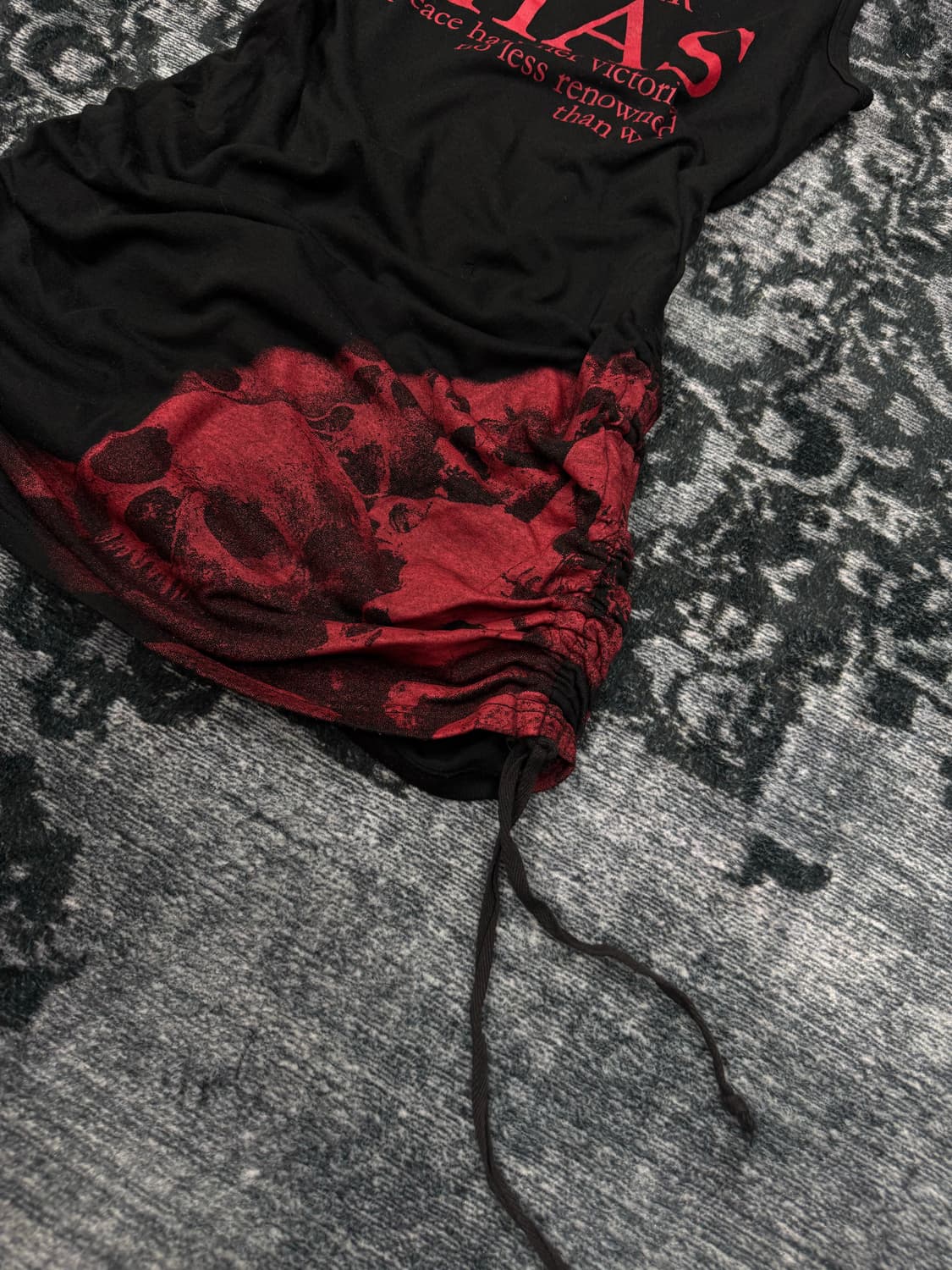 Rubik 00s red skull shirring sleeveless 상품이미지5