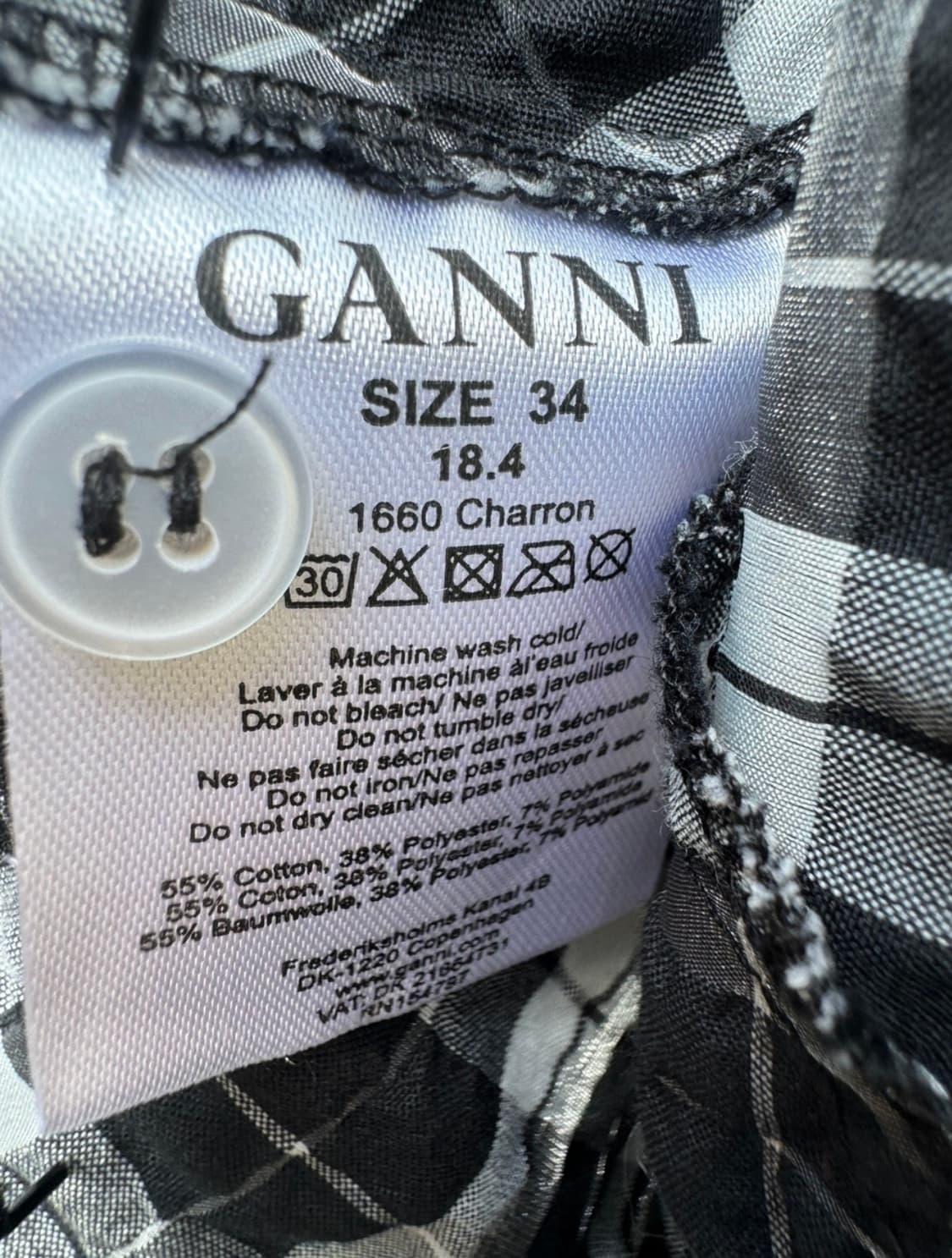 (촬영용 제품 파격할인)새상품 컨디션 GANNI블랙 체크 셔츠 원피스34 상품이미지3