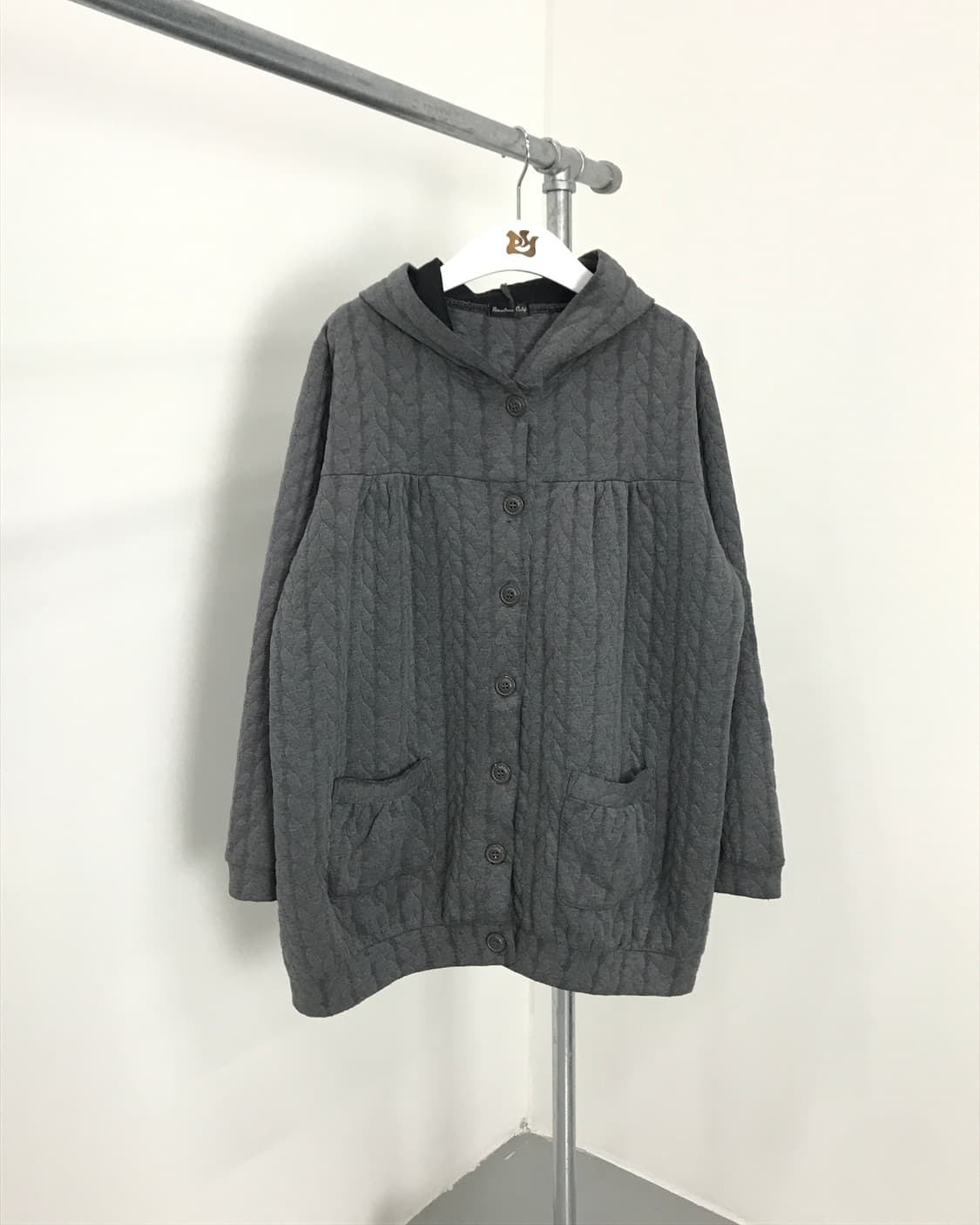 Jpn gray twisted hooded cardigan 상품이미지4
