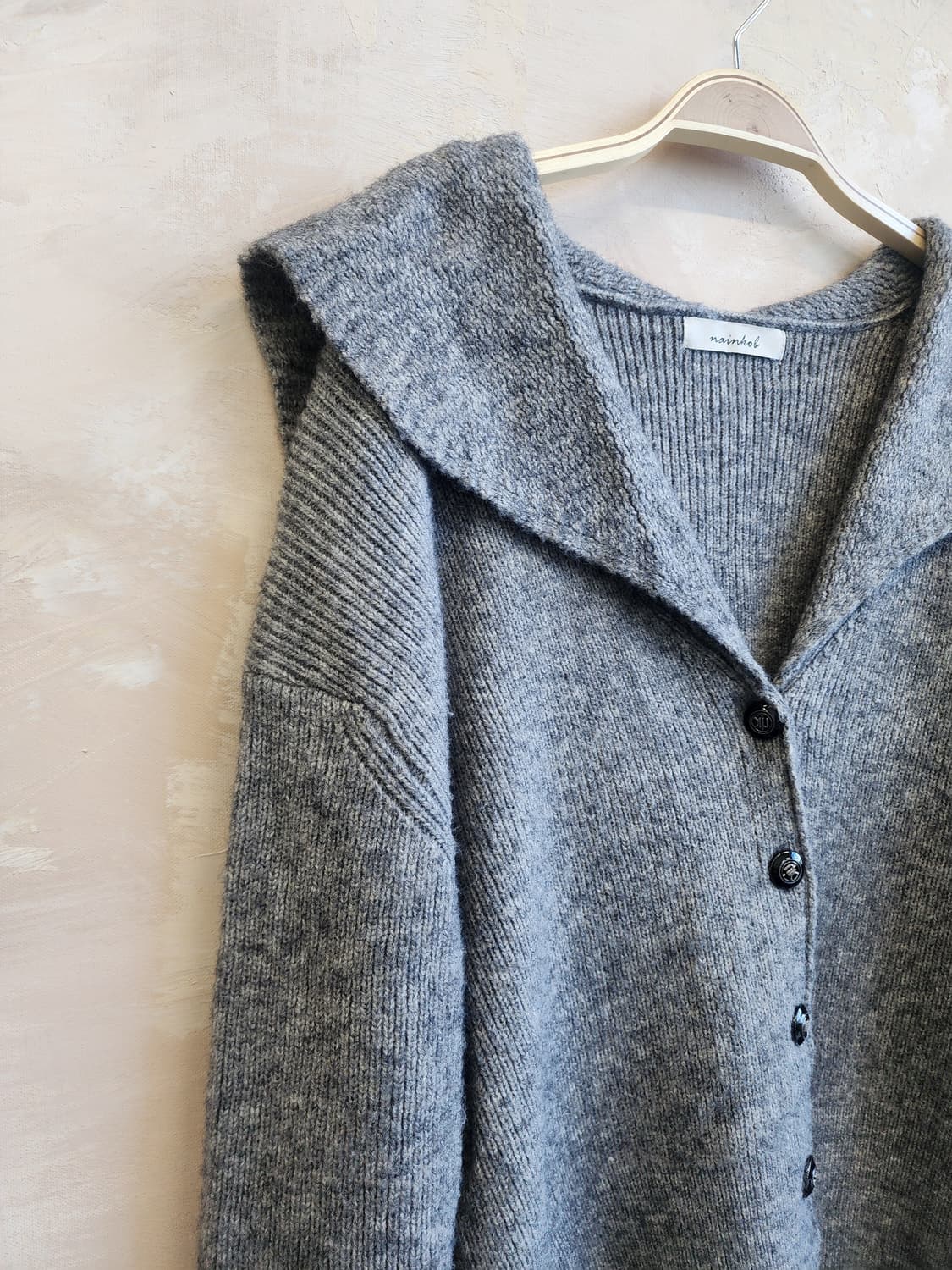 그레이 빅카라 니트 가디건 상품이미지2