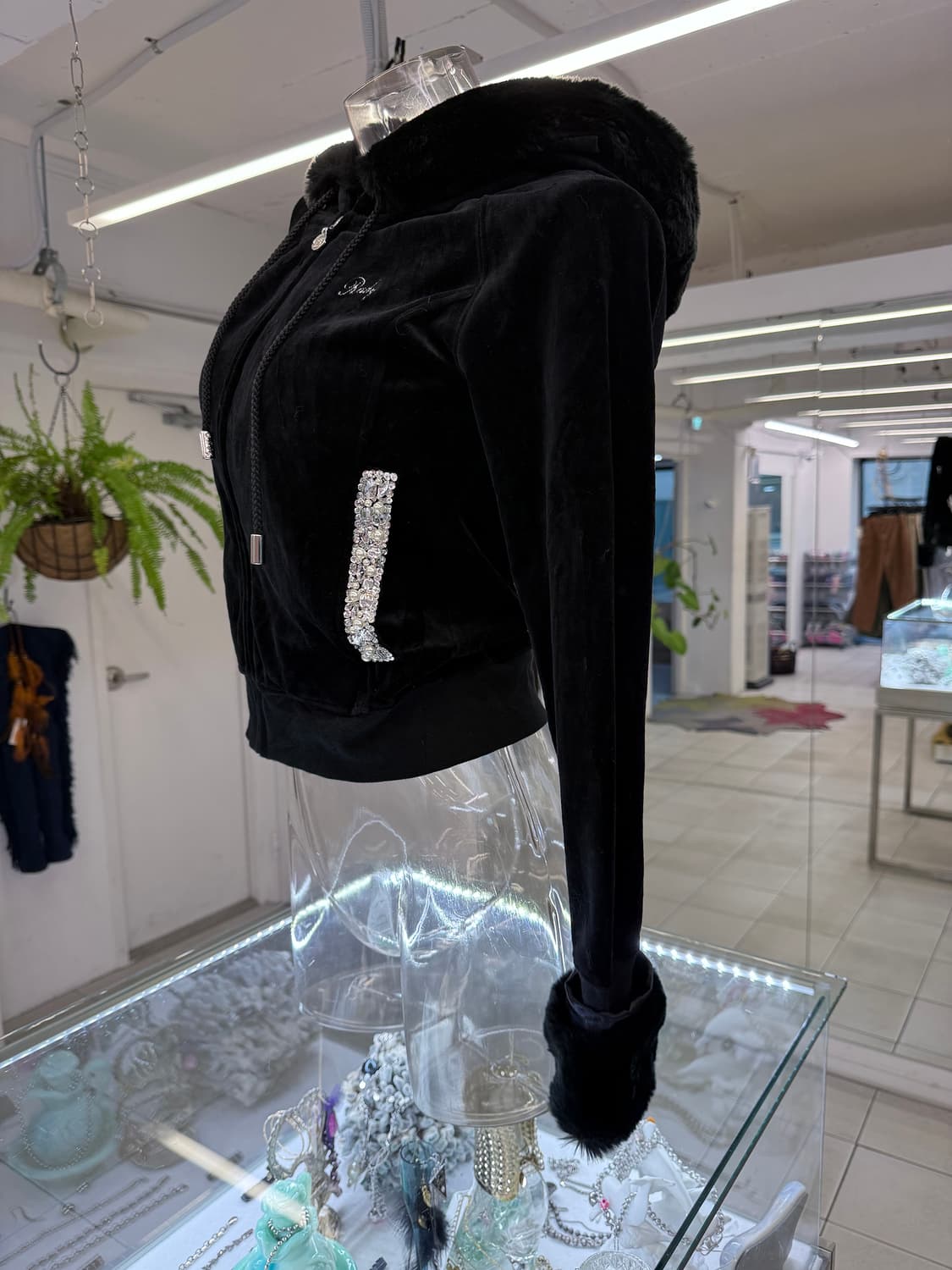 fur trim velour hood zipup 상품이미지2