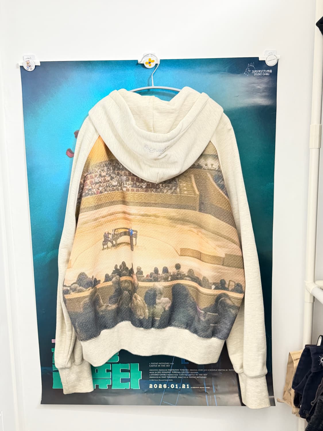 애프터 프레이 / 프린트 패널 후디 집업 멜란지그레이 상품이미지3