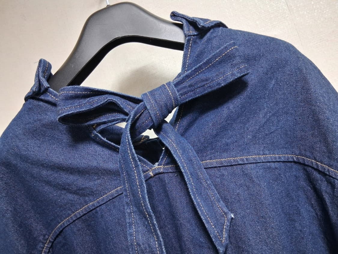 일본빈티지 등파인 백 리본끈 디테일  리본끈 청쟈켓 가오리루즈핏 66까지 상품이미지5