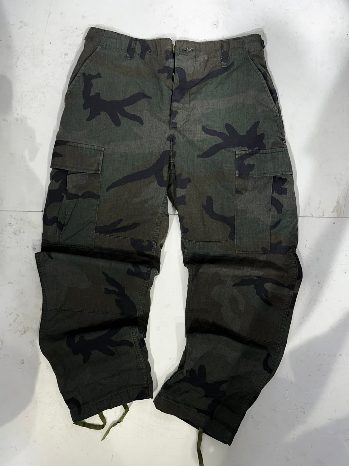 빈티지 카키 카모 밀리터리 와이드 카고 팬츠  상품이미지4