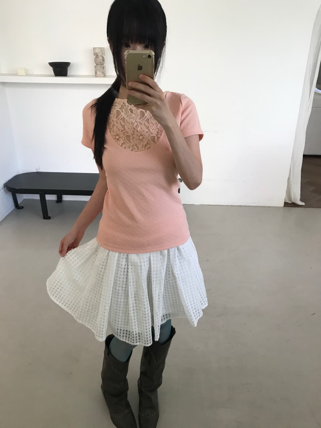 vintage peach lace top 상품이미지1