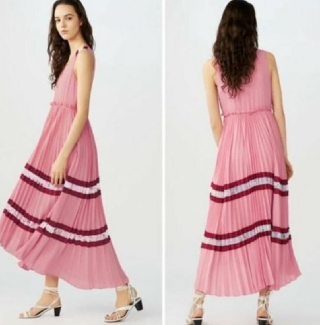 마쥬 핑크 플리츠 롱 원피스 상품이미지4