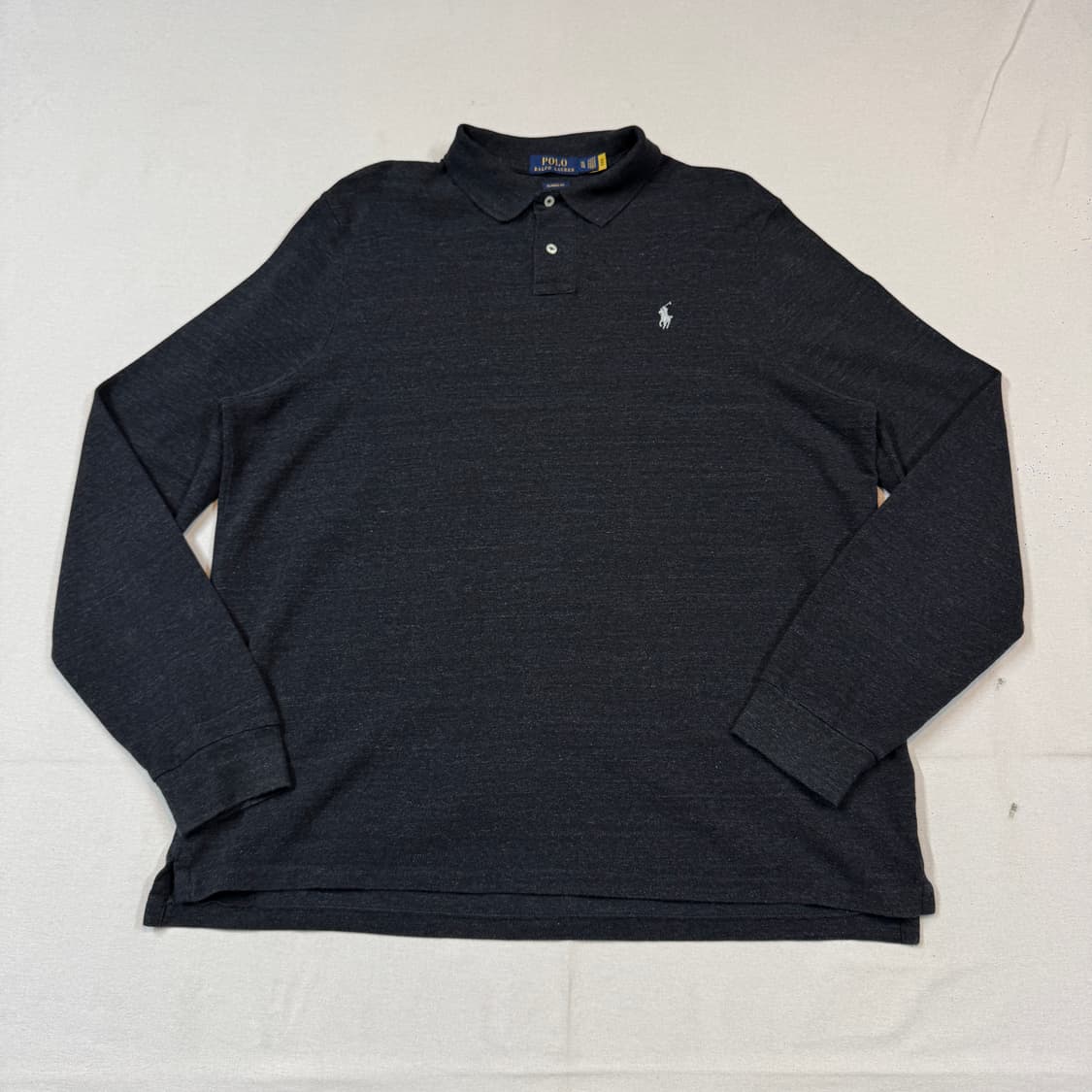 XL) 폴로 랄프로렌 롱 슬리브 폴로 셔츠 차콜 신형 큐알탭 상품이미지1
