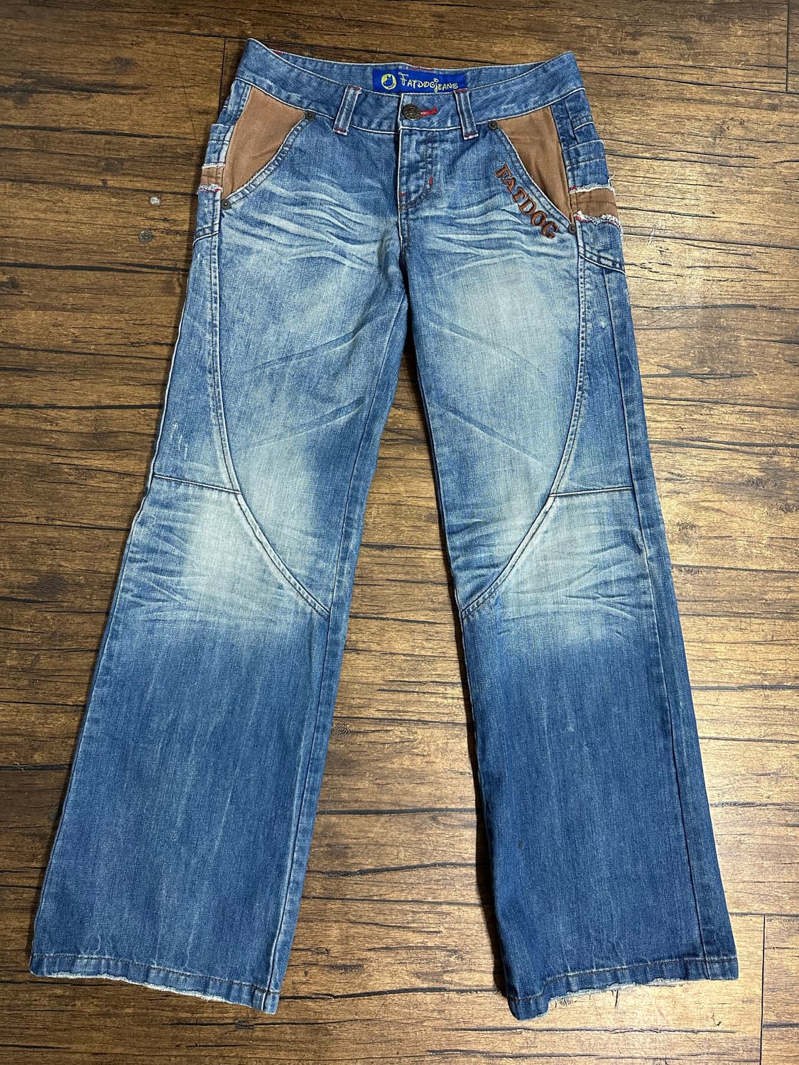 FATDOG JEANS Y2K 배색 워싱 데님 팬츠 실측27 상품이미지5