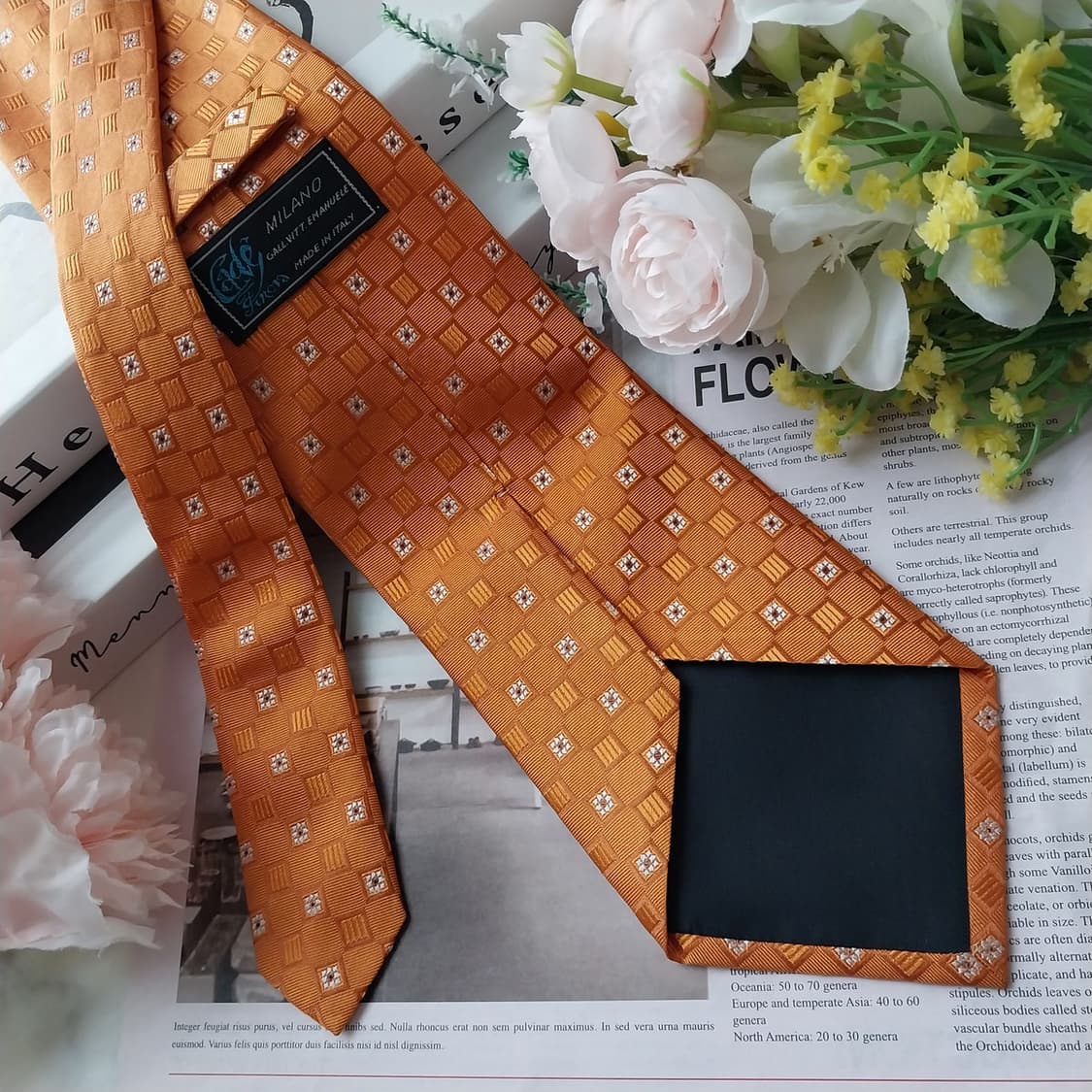 케이드 제노바 실크 오렌지 자카드 넥타이 10cm A+등급  K1241
 상품이미지5