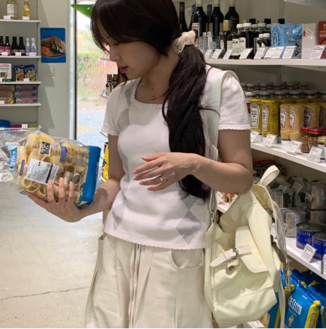 오이니 (Oinii made) 아가일 반팔니트 연핑크🎀 상품이미지4