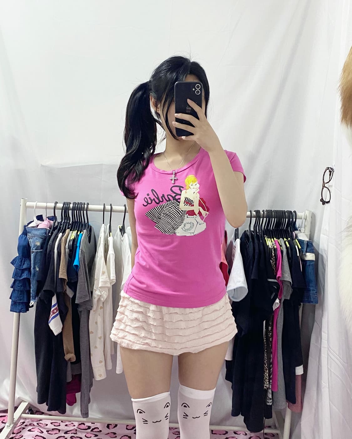 [BARBIE] 바비 갸루 핀업걸 핫핑크 반팔 상품이미지1