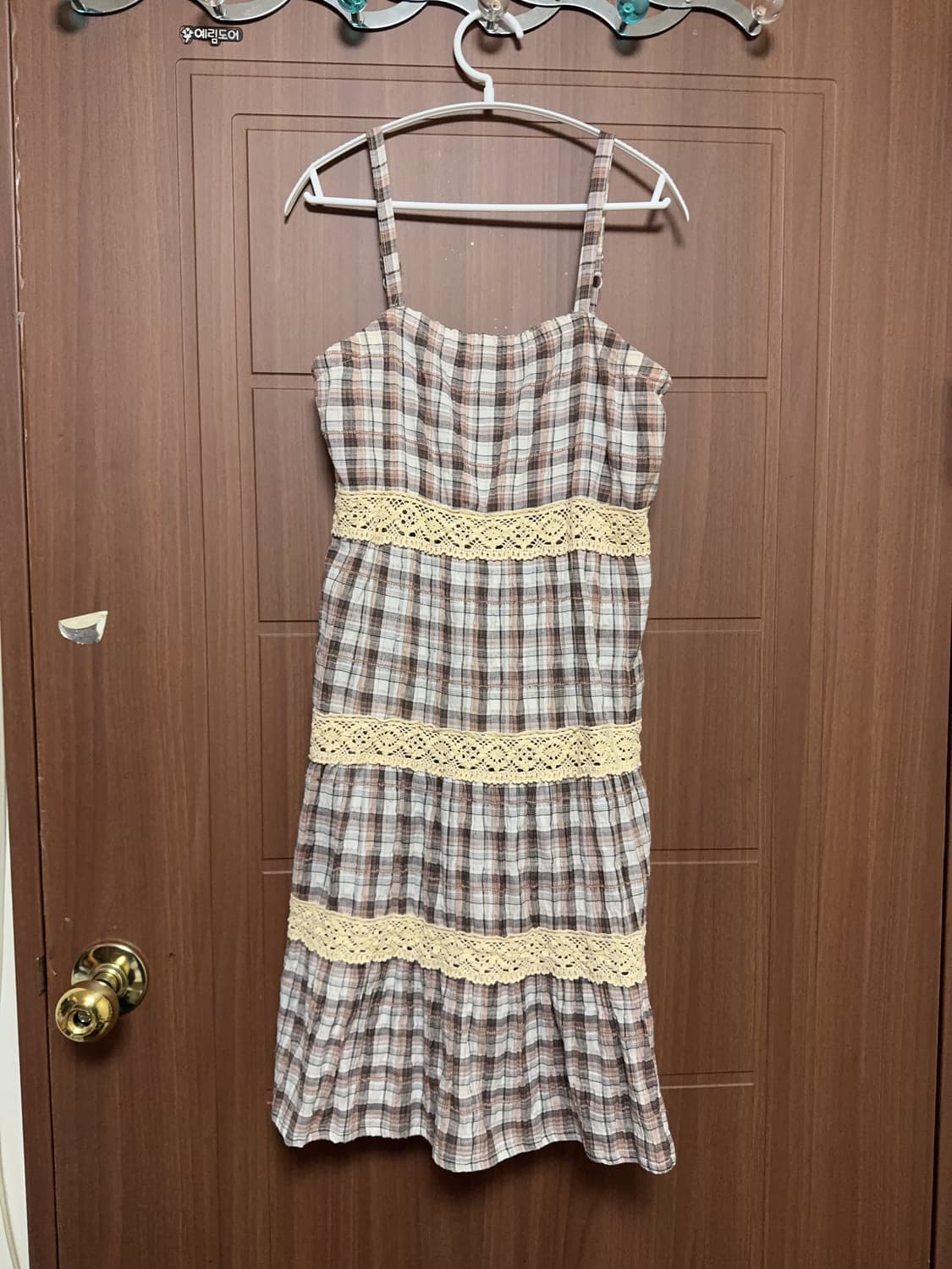 모리걸 하구미 일본 빈티지 아오이유우 레이스 체크 롱 원피스 상품이미지1