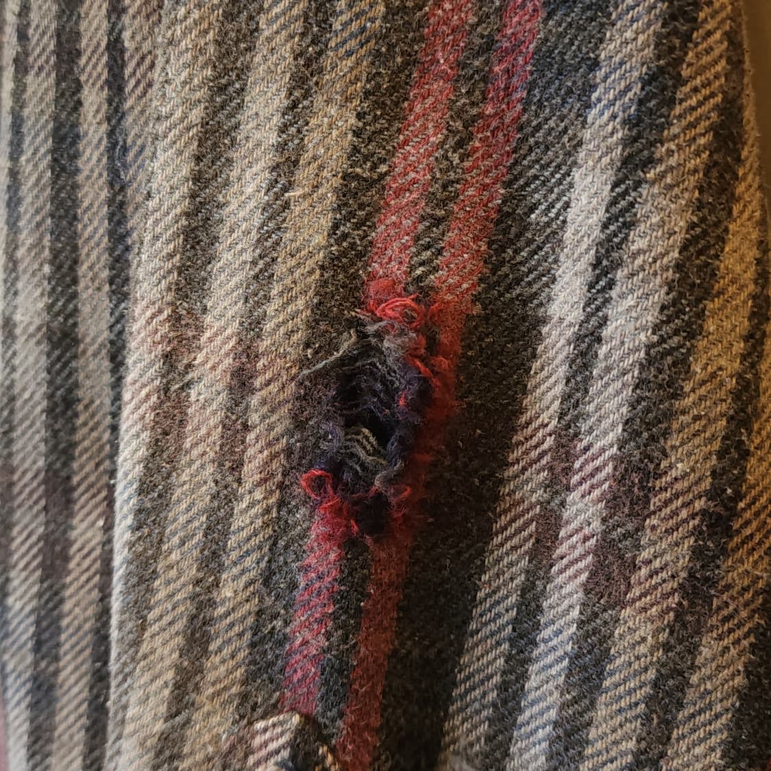 90s 빈티지 체크셔츠 헤비 플란넬 워크셔츠 썬페이딩 스트라이프 L 상품이미지6