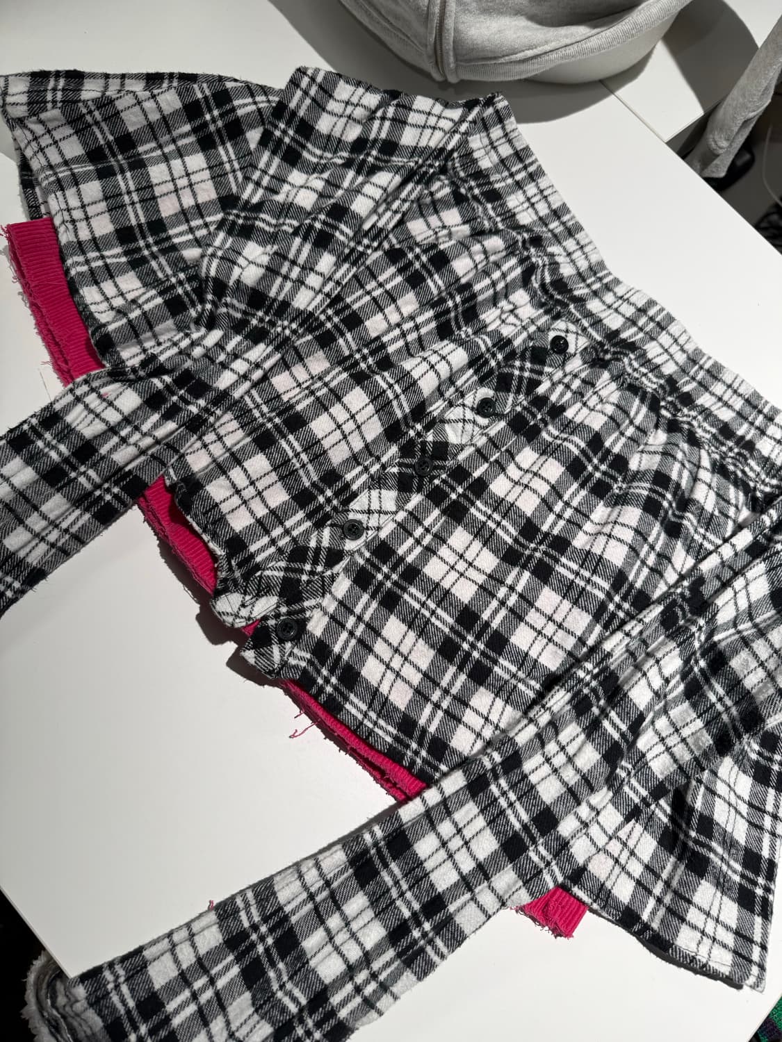 shirt sleeve wrap check skirt 상품이미지6