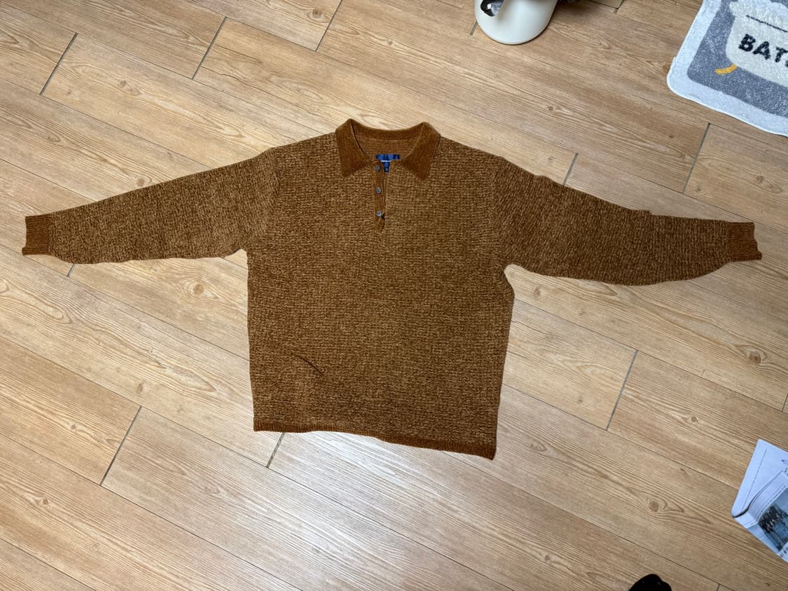 Thisisneverthat velvet knit polo brown L 상품이미지1