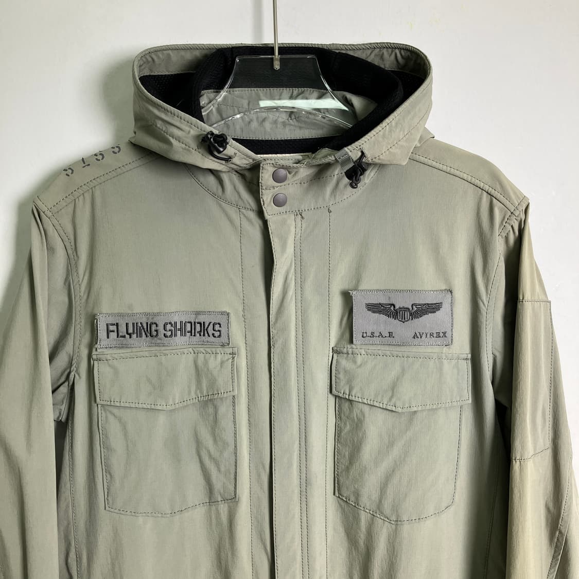 Avirex 아비렉스 카키 나일론 후드 자켓 M 상품이미지4