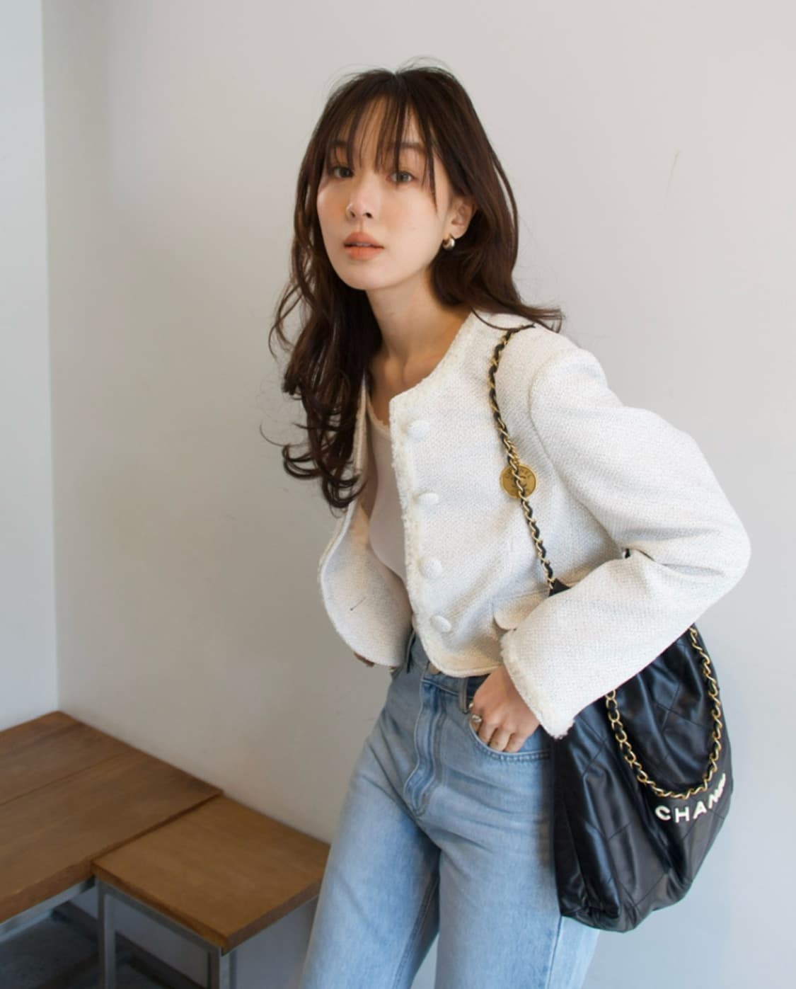 마론에디션 24 스프링 화이트 코튼 트위드 자켓 상품이미지3