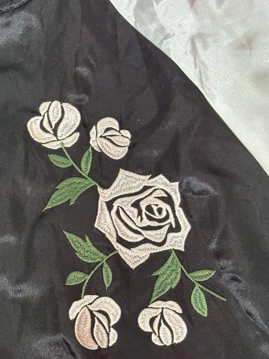 일본 빈티지 블랙 화이트 꽃 자수 스카잔 올드스쿨 자켓  상품이미지7
