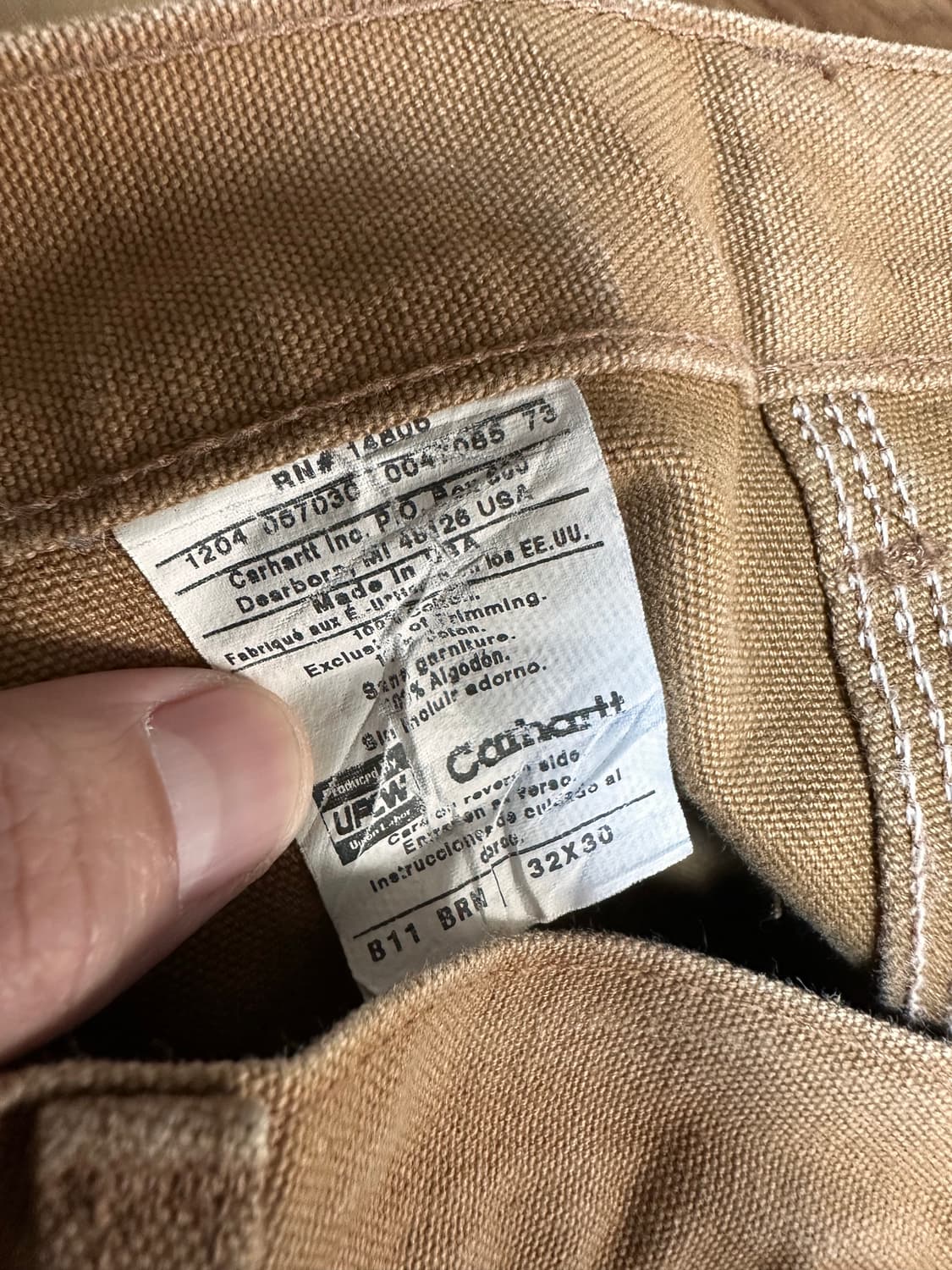 OG 빈티지 칼하트 카펜터 워크팬츠 B11 BRN made in usa 상품이미지5