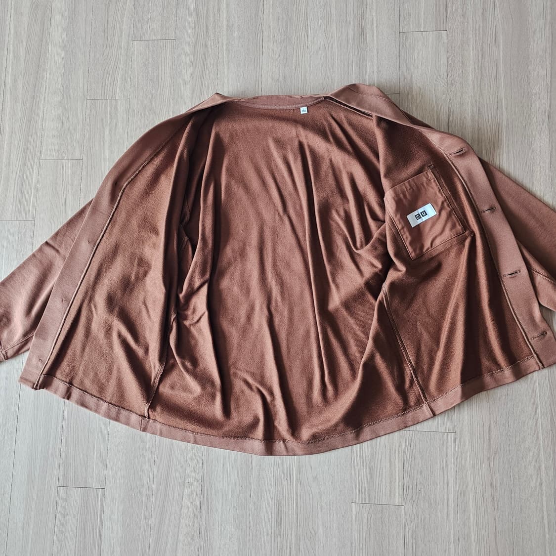 L 100 새제품) 유니클로 U 스웨트 가디건 브라운 르메르 간절기 상품이미지5