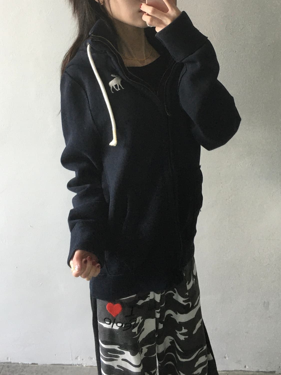 아베크롬비 가슴로고 이중 후드집업 상품이미지2