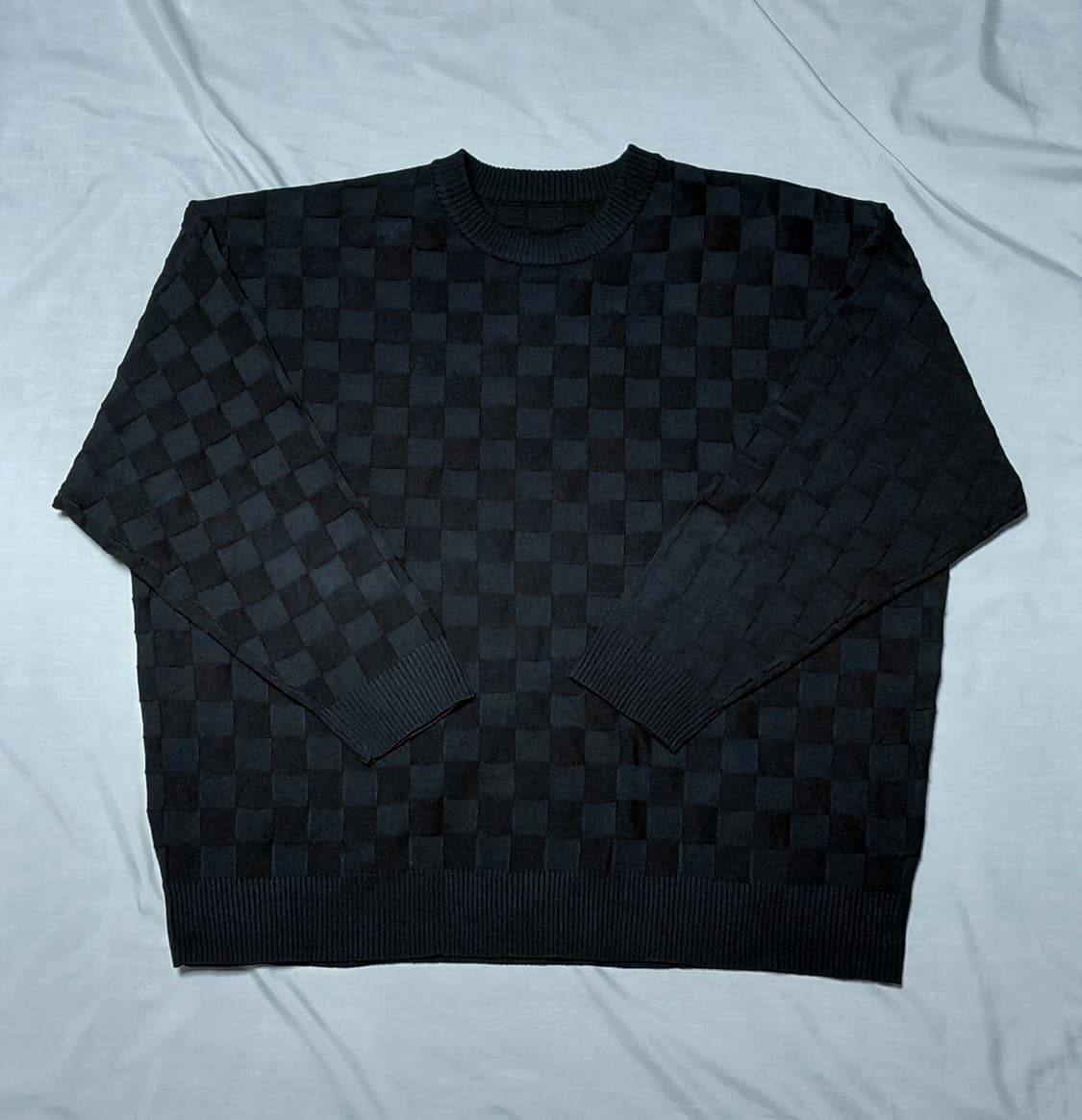 [안티카] antiqua 입체 체크 오버핏 니트 (Free) 무료배송 상품이미지1